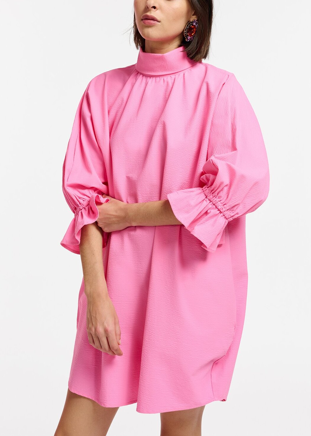 Pink mini dress with stand-up collar RE—SSENTIEL | Essentiel second hand