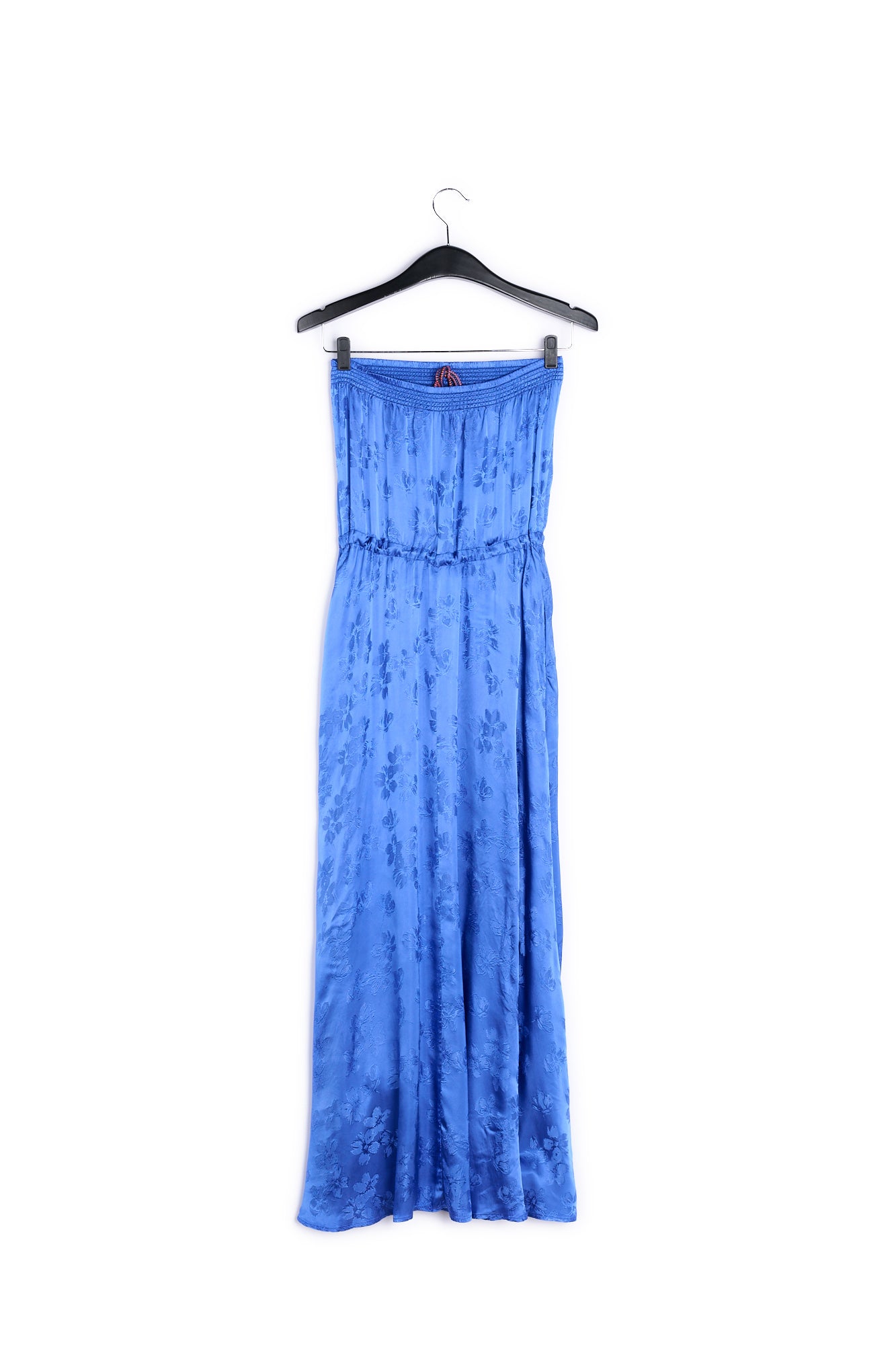 Cobalt blue floral-print jacquard maxi dress RE—SSENTIEL | Essentiel second hand