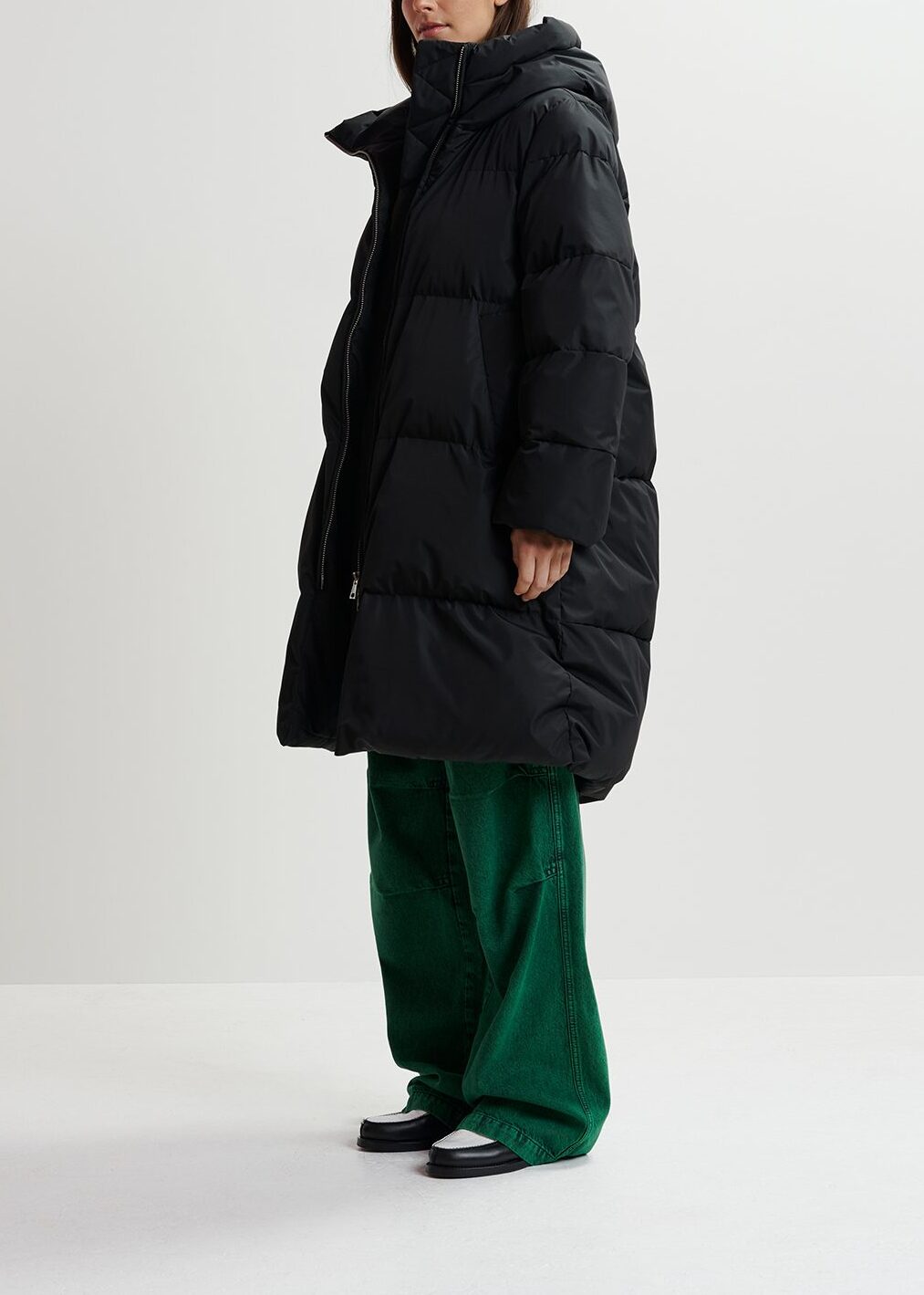 Black hooded puffer coat RE—SSENTIEL | Essentiel second hand