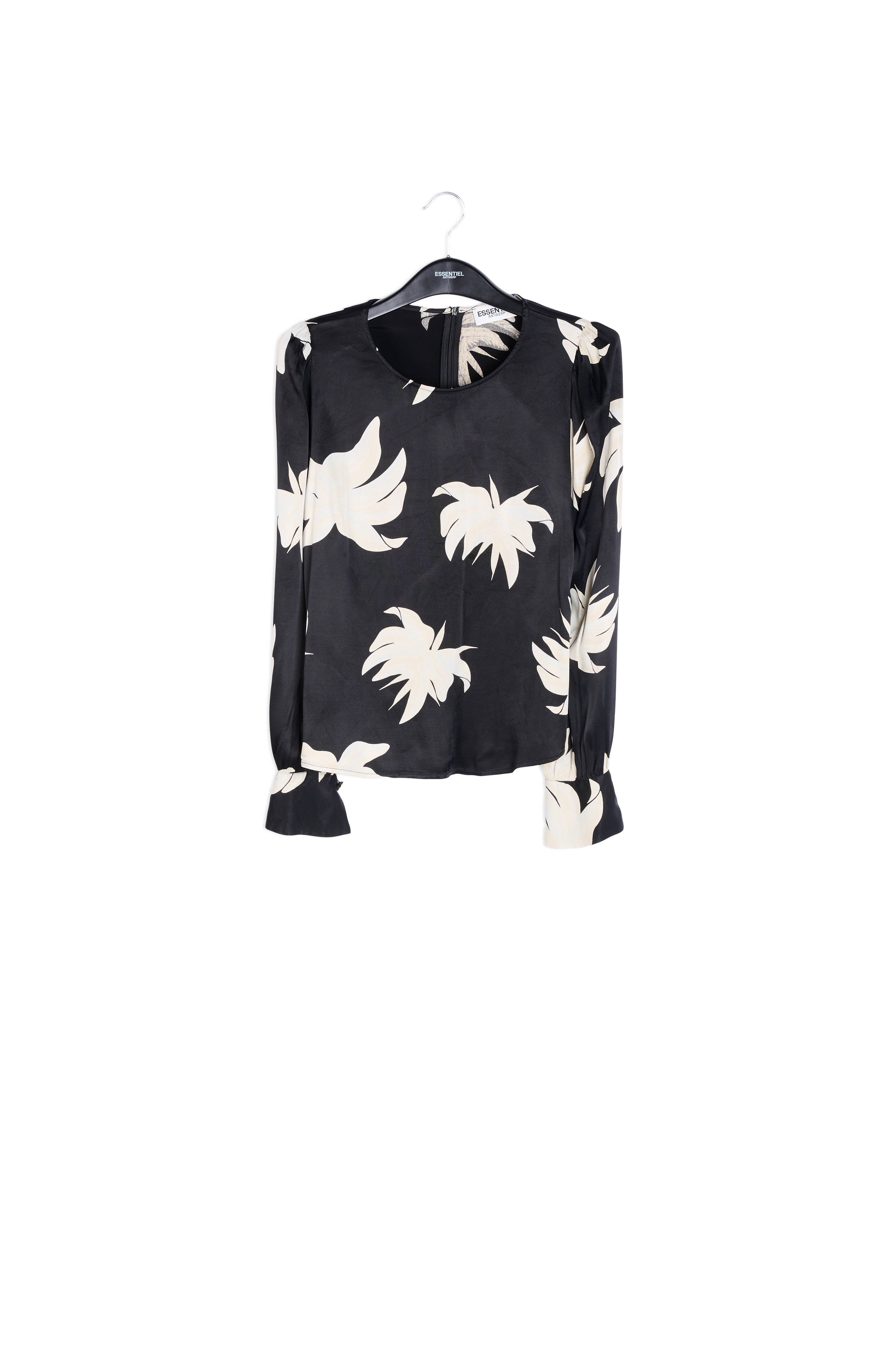 Black and off-white floral top RE—SSENTIEL | Essentiel second hand