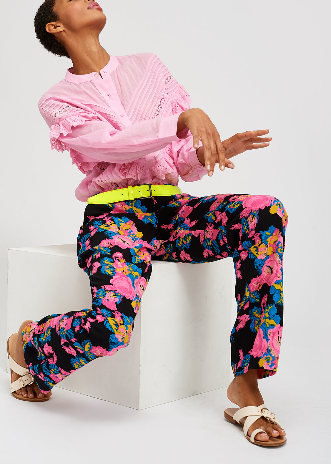 Ruffled soft pink shirt RE—SSENTIEL | Essentiel second hand