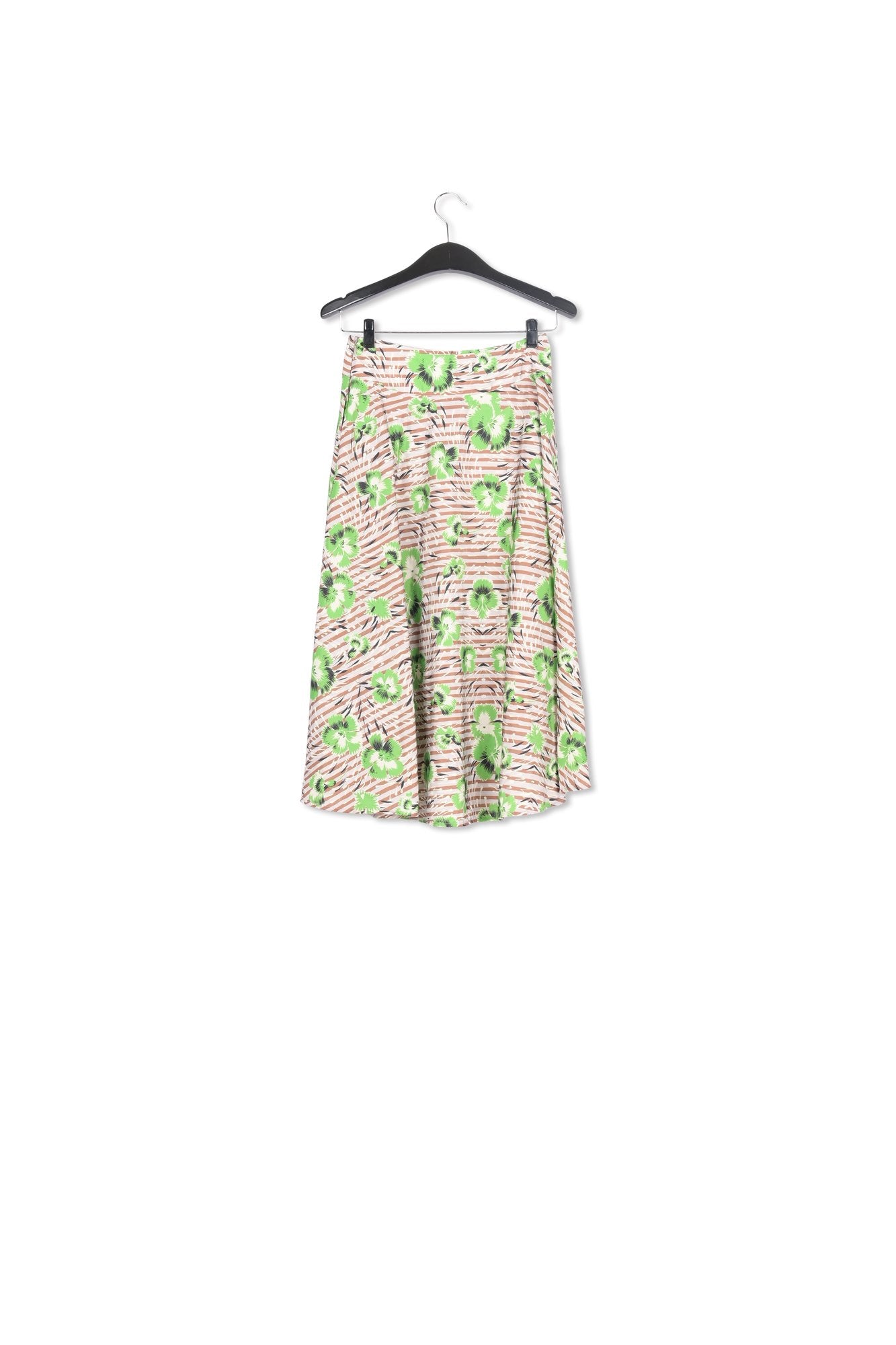 Stripe and green floral print A-line skirt RE—SSENTIEL | Essentiel second hand