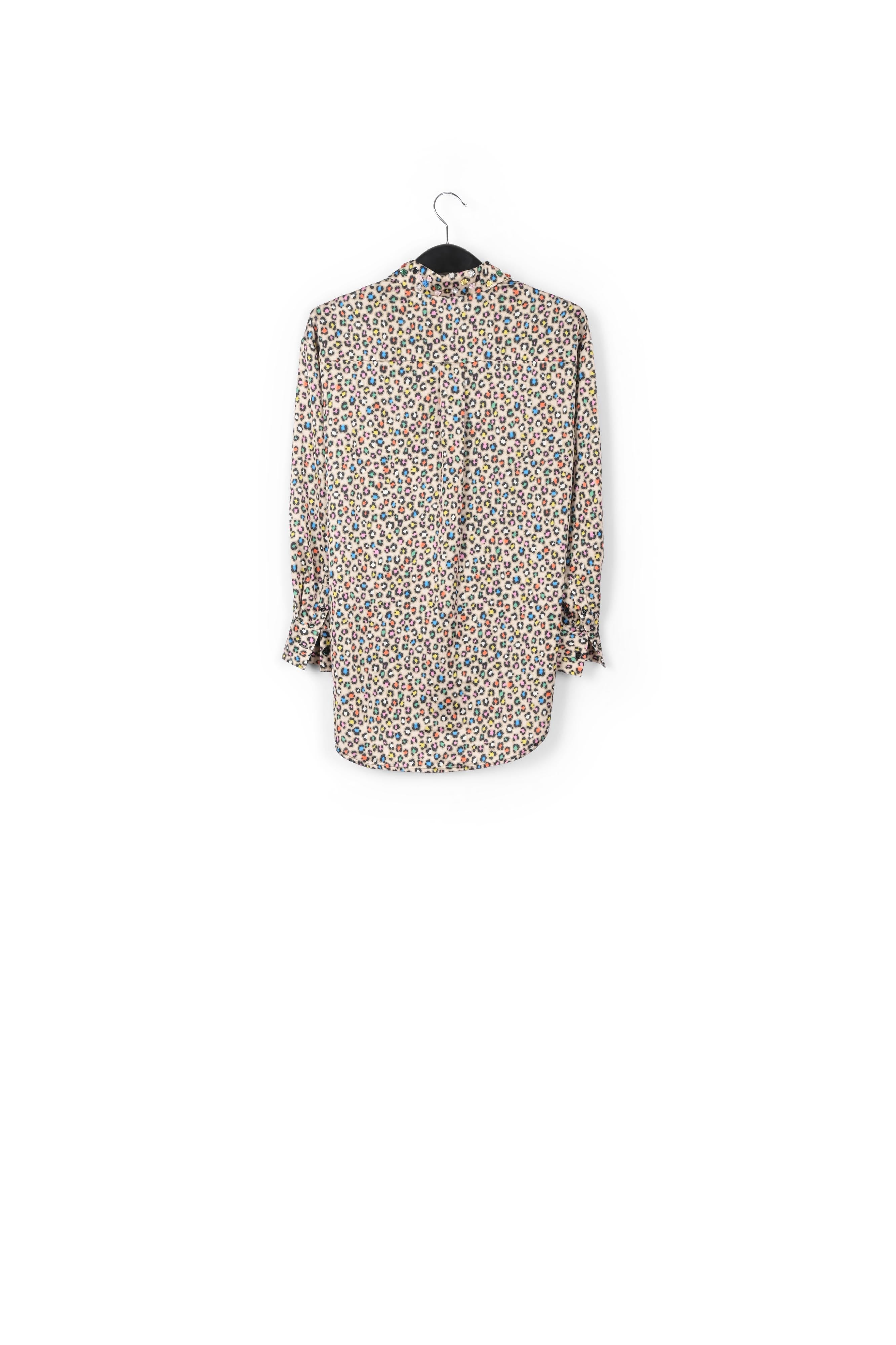 Beige hemd met kleurrijke luipaardprint en pailletten RE—SSENTIEL | Essentiel second hand
