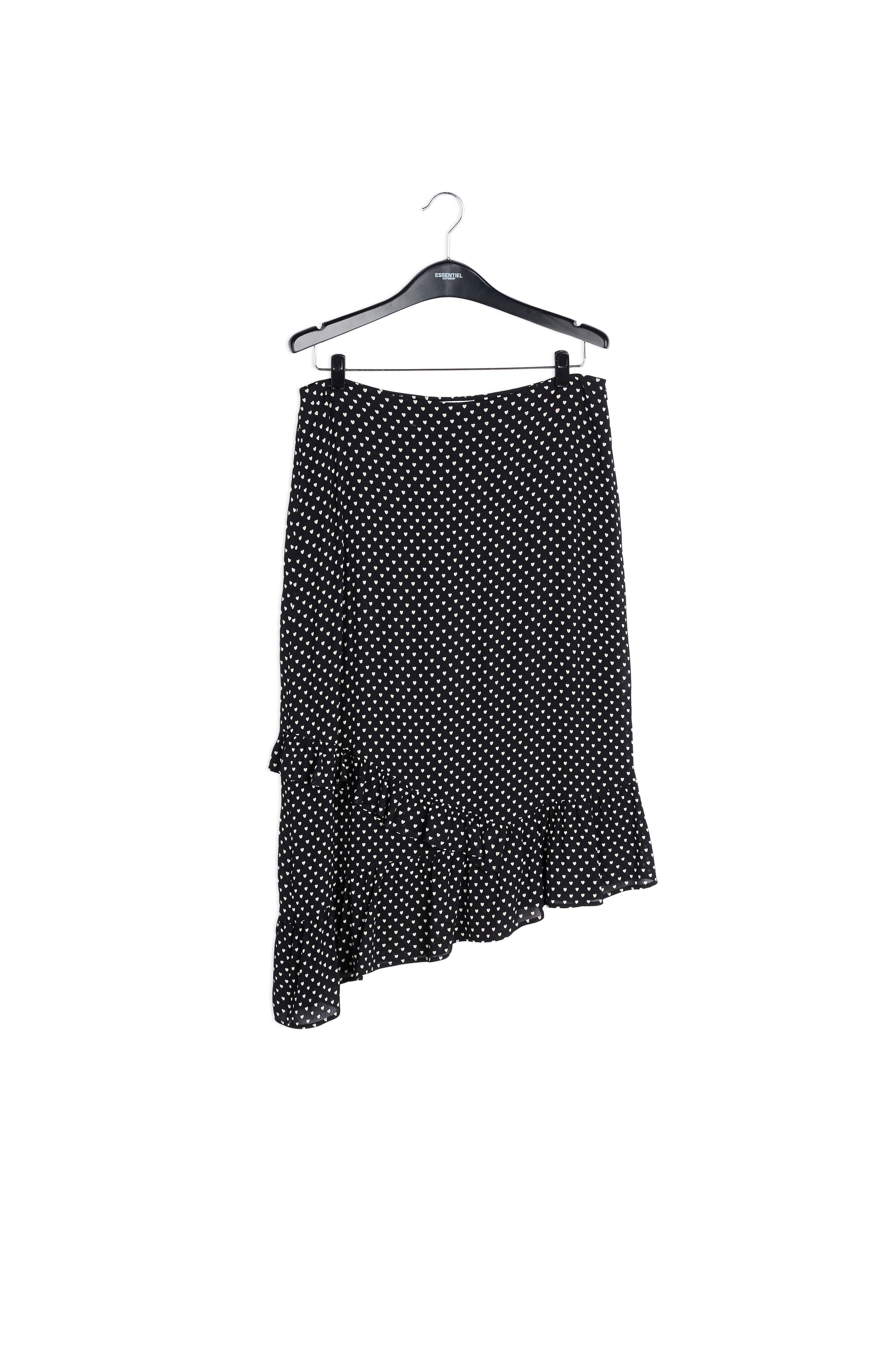 Jupe noire ruchée à imprimé cœurs RE—SSENTIEL | Essentiel second hand