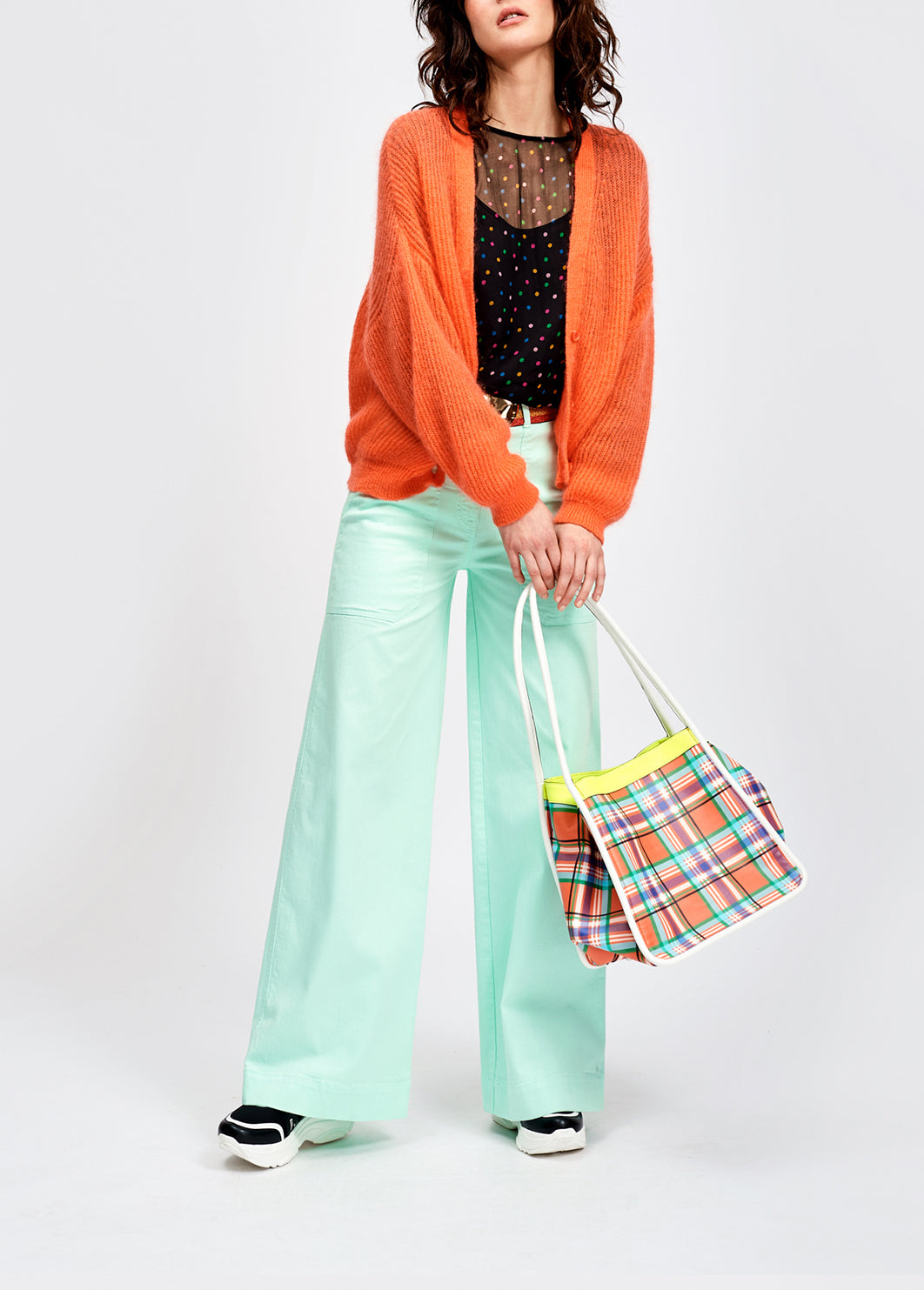 Orange ribbed knit cardigan with mohair RE—SSENTIEL | Essentiel second hand