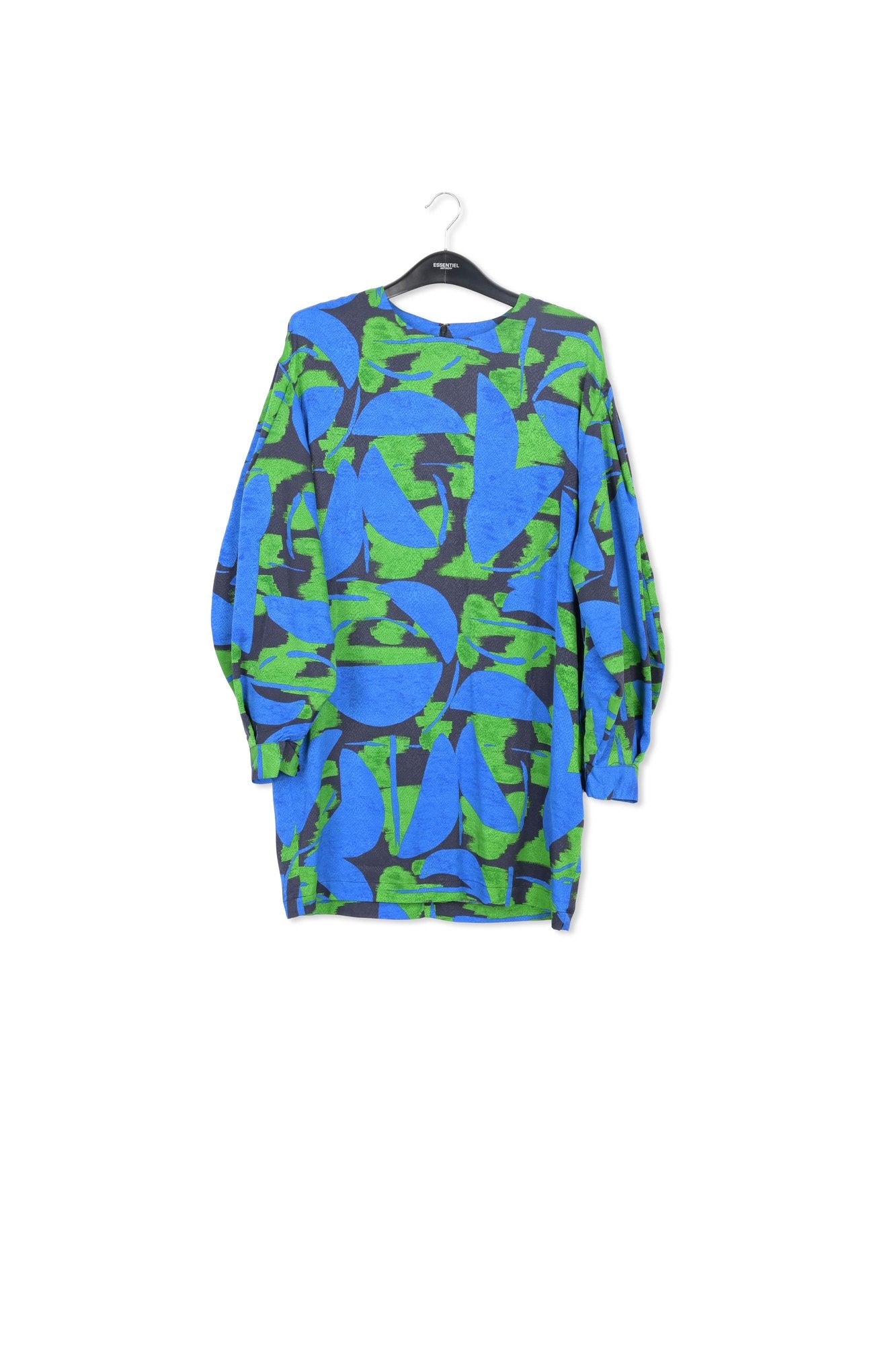 Blue, green and black printed mini dress RE—SSENTIEL | Essentiel second hand
