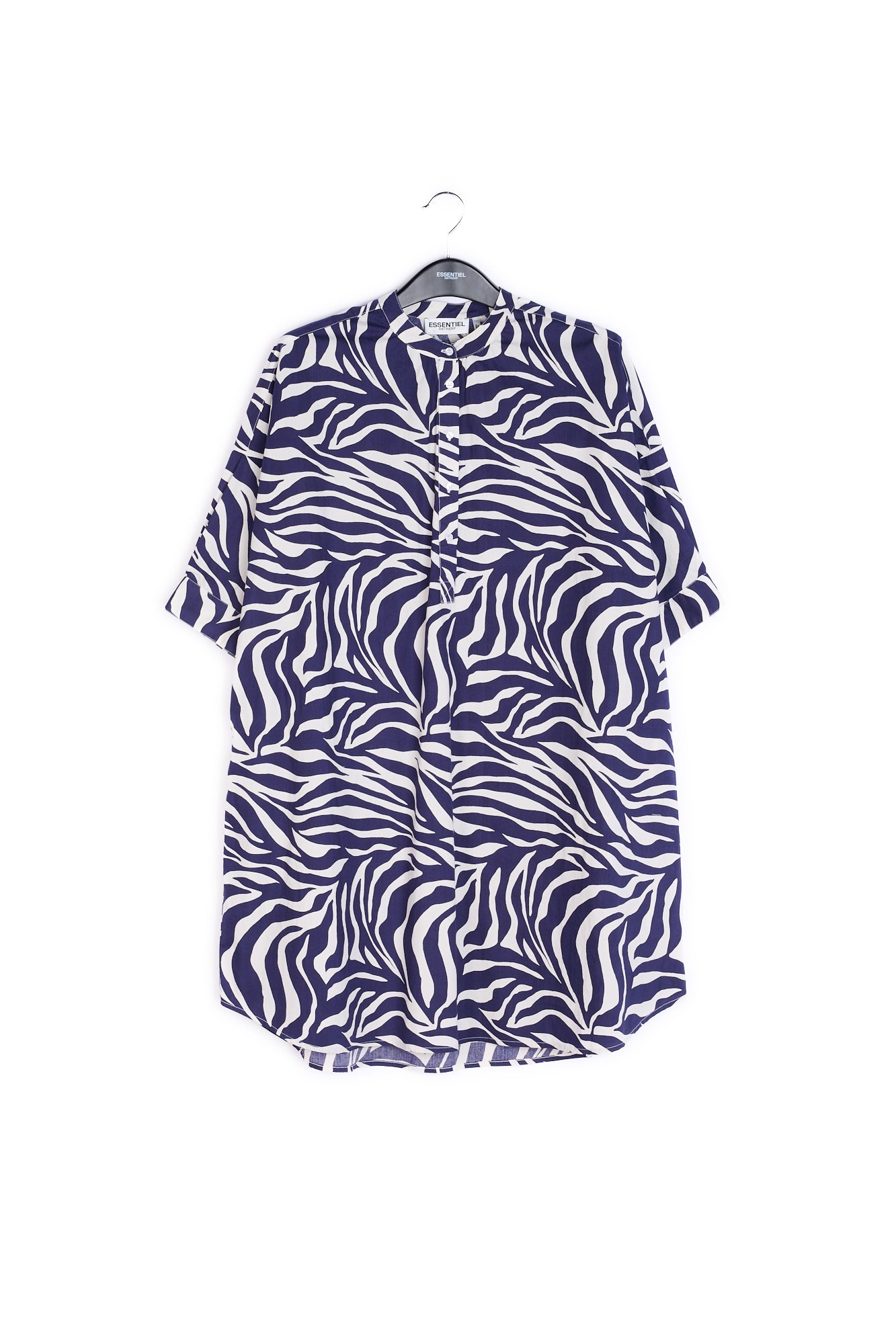 Off-white and navy blue zebra-print cotton shirt dress RE—SSENTIEL | Essentiel second hand
