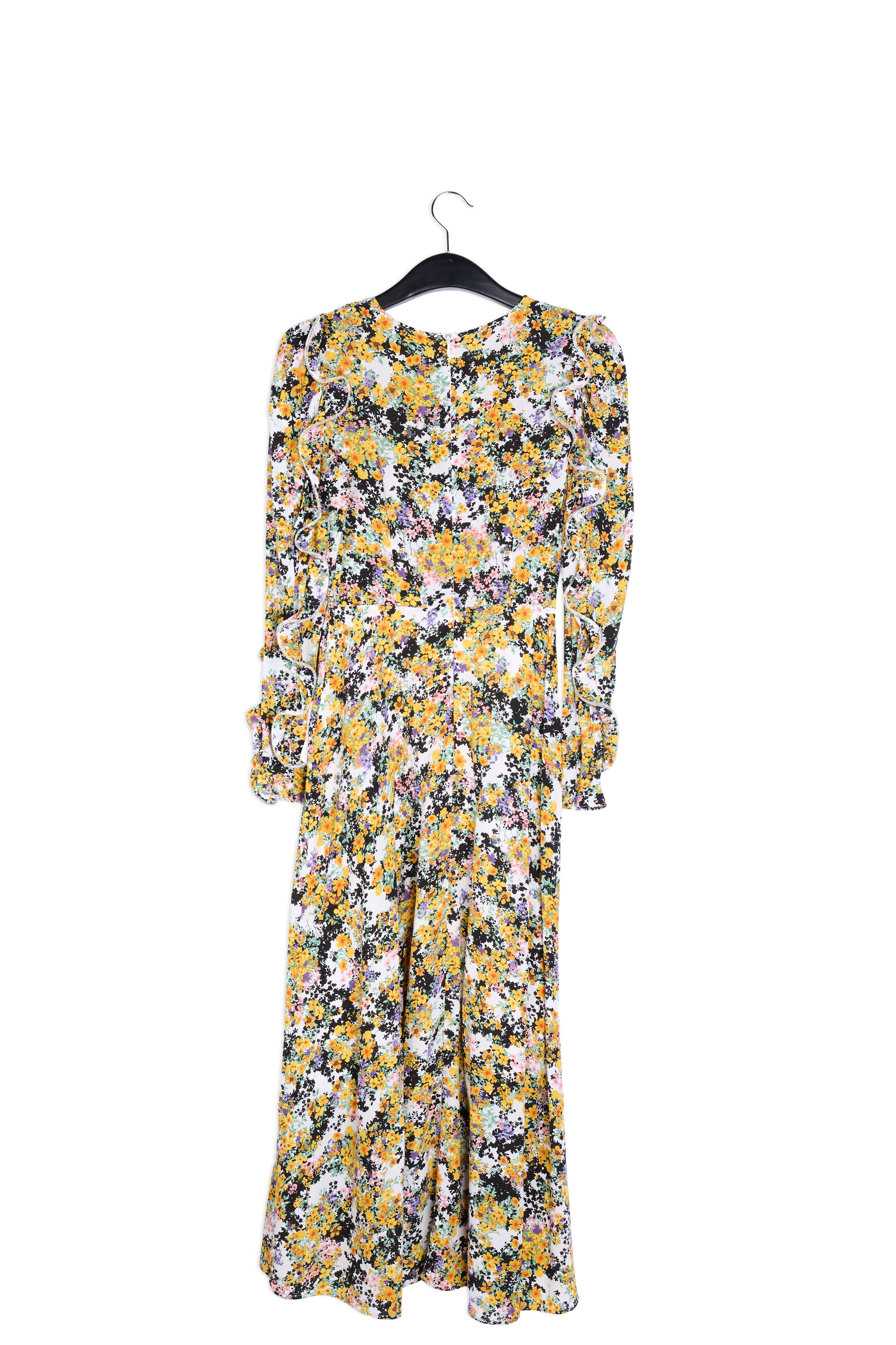 Gebroken witte maxi-jurk met bloemen en ruches RE—SSENTIEL | Essentiel second hand