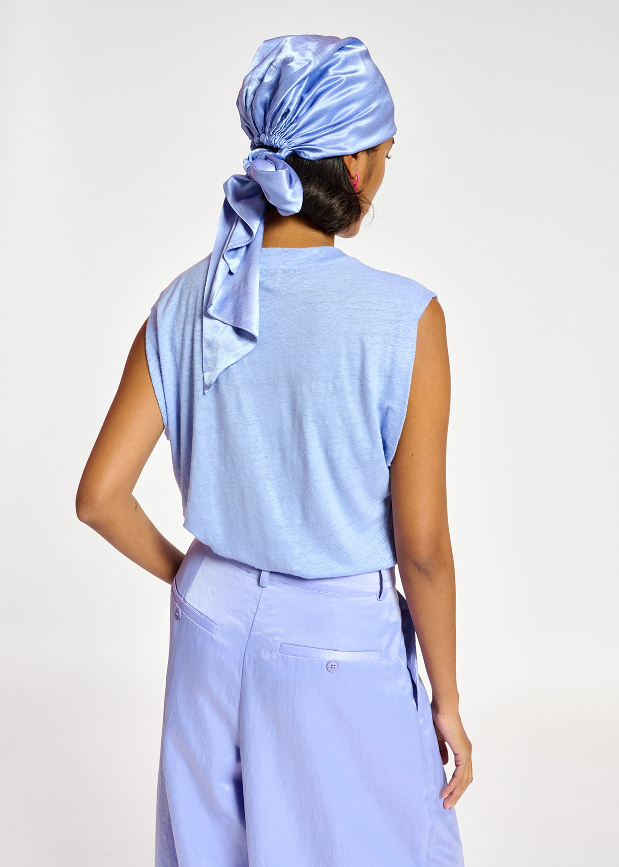 Blue linen sleeveless T-shirt RE—SSENTIEL | Essentiel second hand