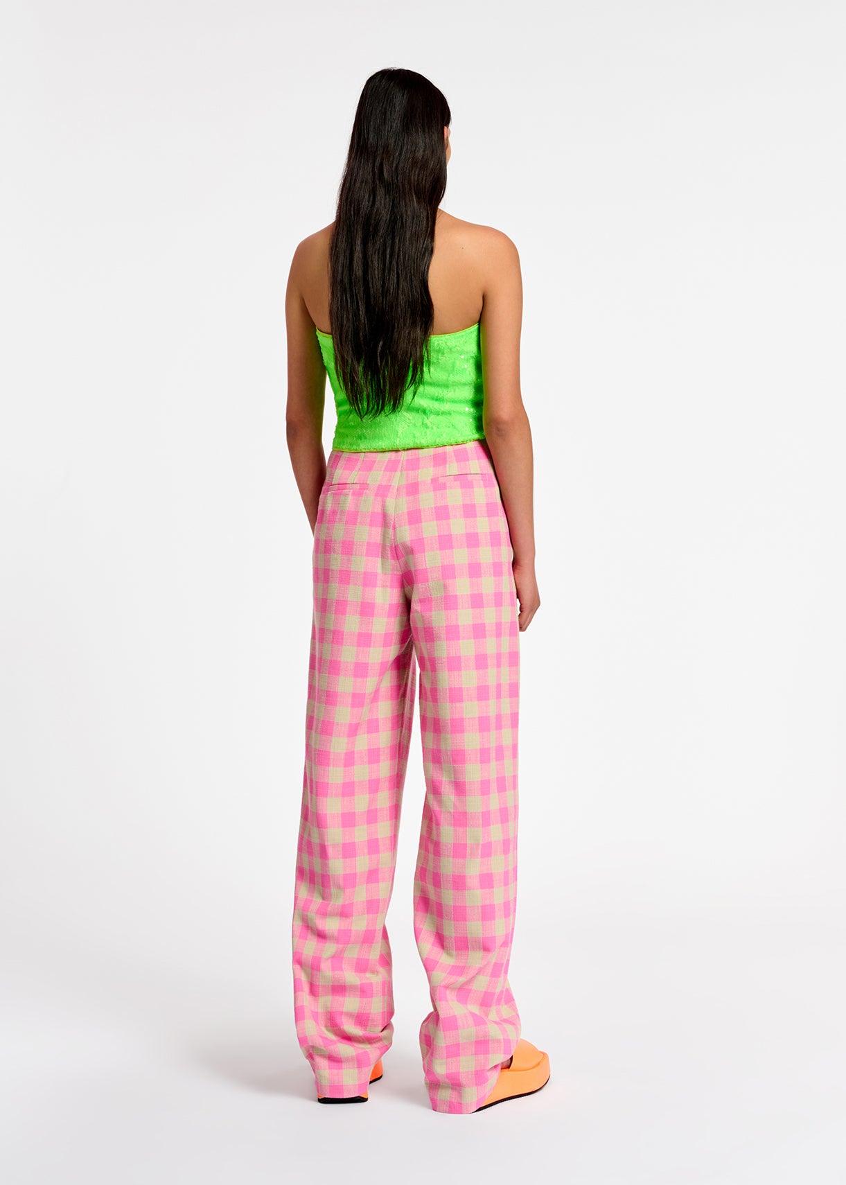 Pink checkered relaxed-fit pants RE—SSENTIEL | Essentiel second hand