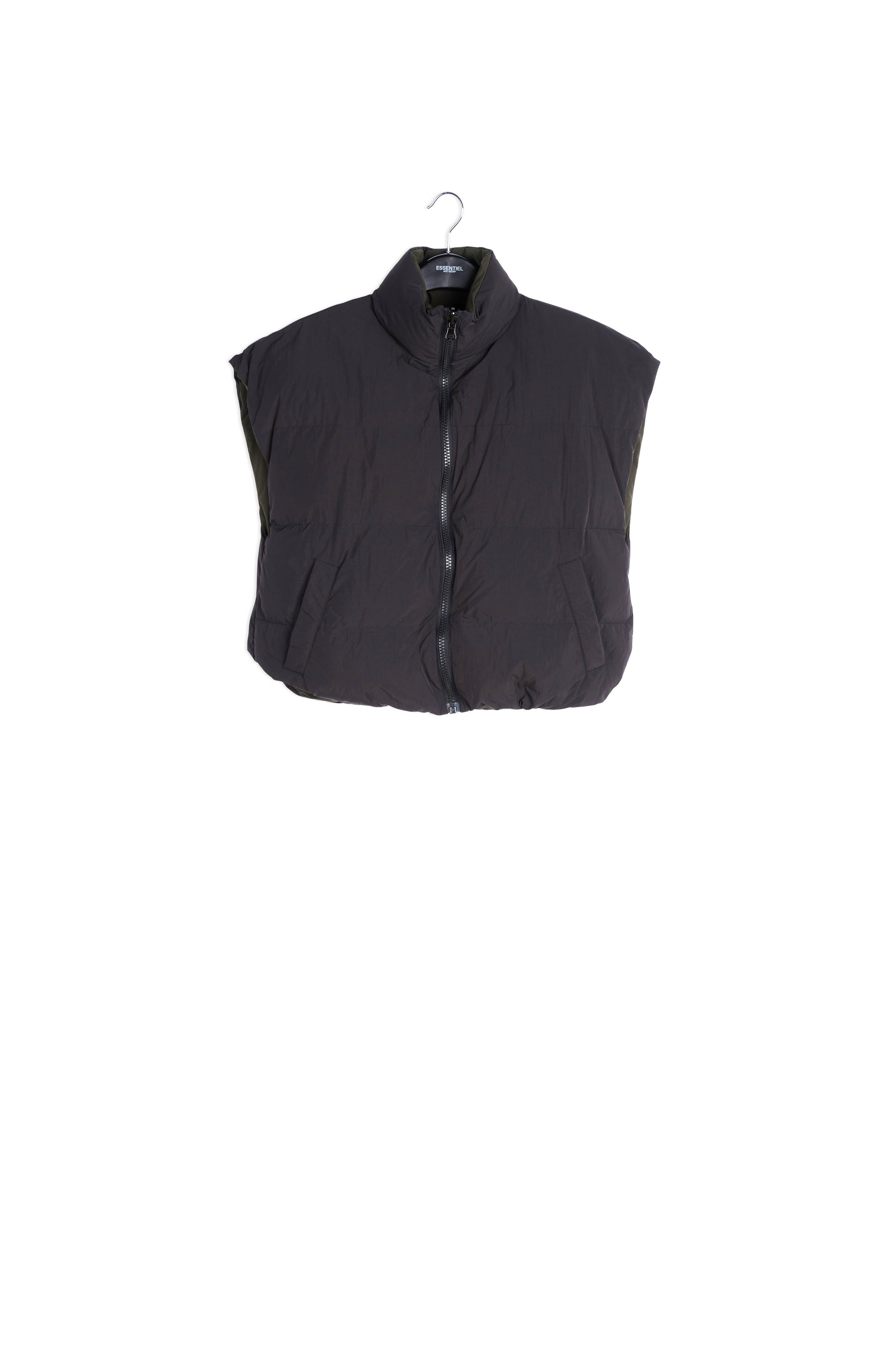Black and khaki reversible puffer vest RE—SSENTIEL | Essentiel second hand