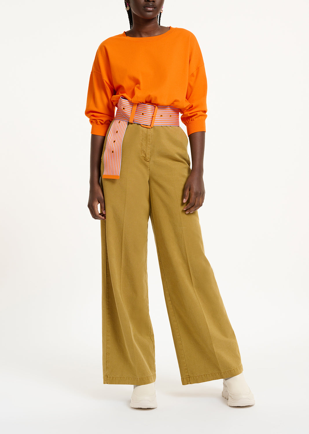 Orange knitted sweater with fitted waist RE—SSENTIEL | Essentiel second hand