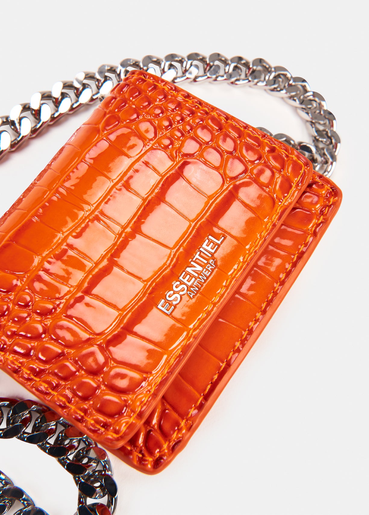 Orange croc-effect mini shoulder bag RE—SSENTIEL | Essentiel second hand