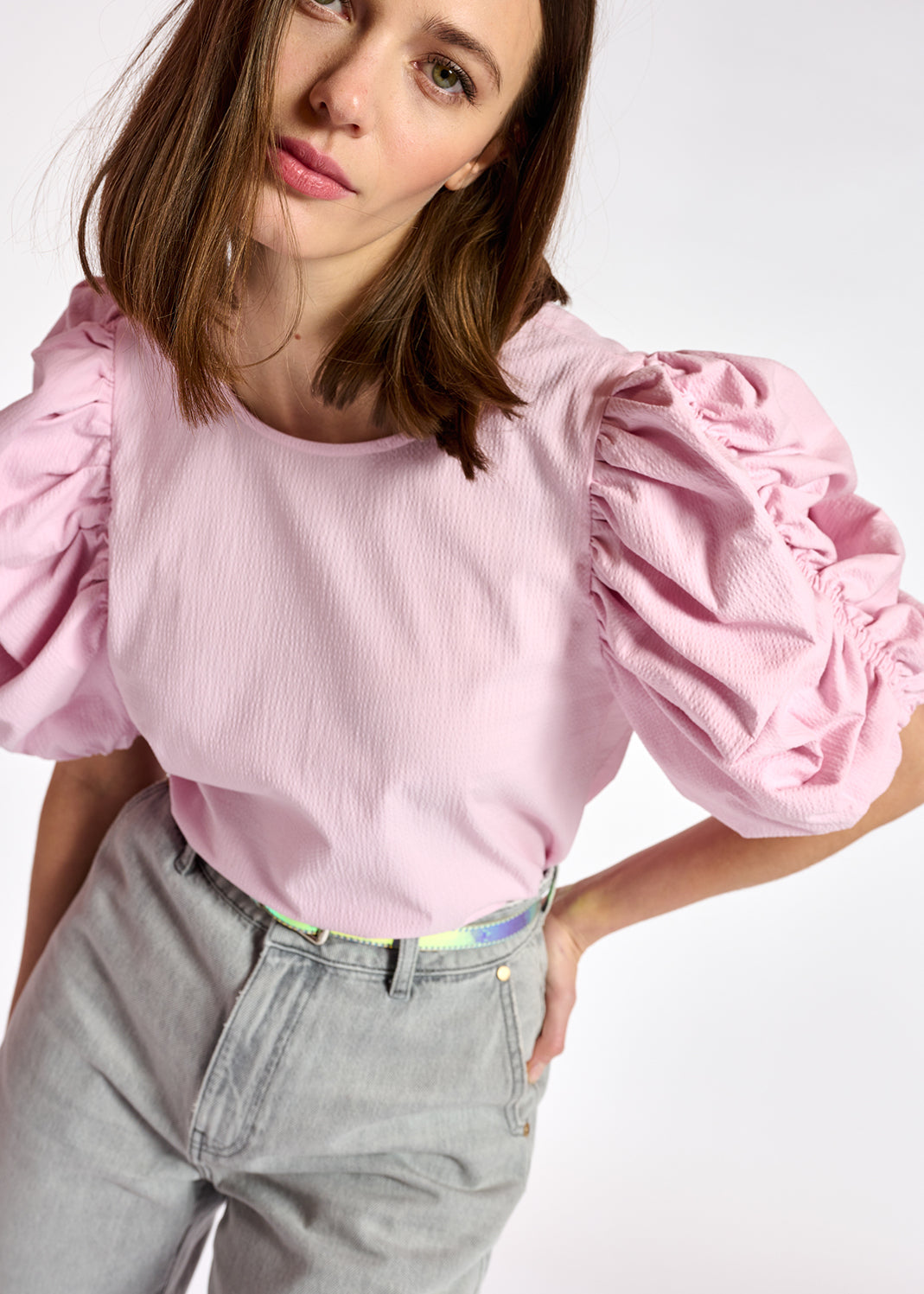 Top rose clair à manches bouffantes RE—SSENTIEL | Essentiel second hand