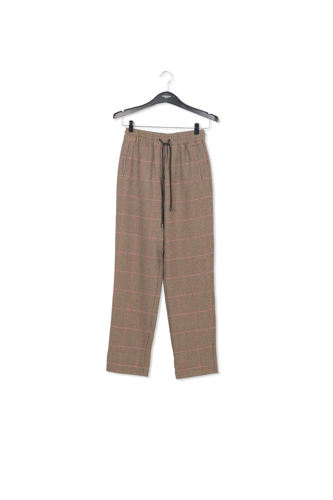 Brown pants with beige and pink check motif RE—SSENTIEL | Essentiel second hand