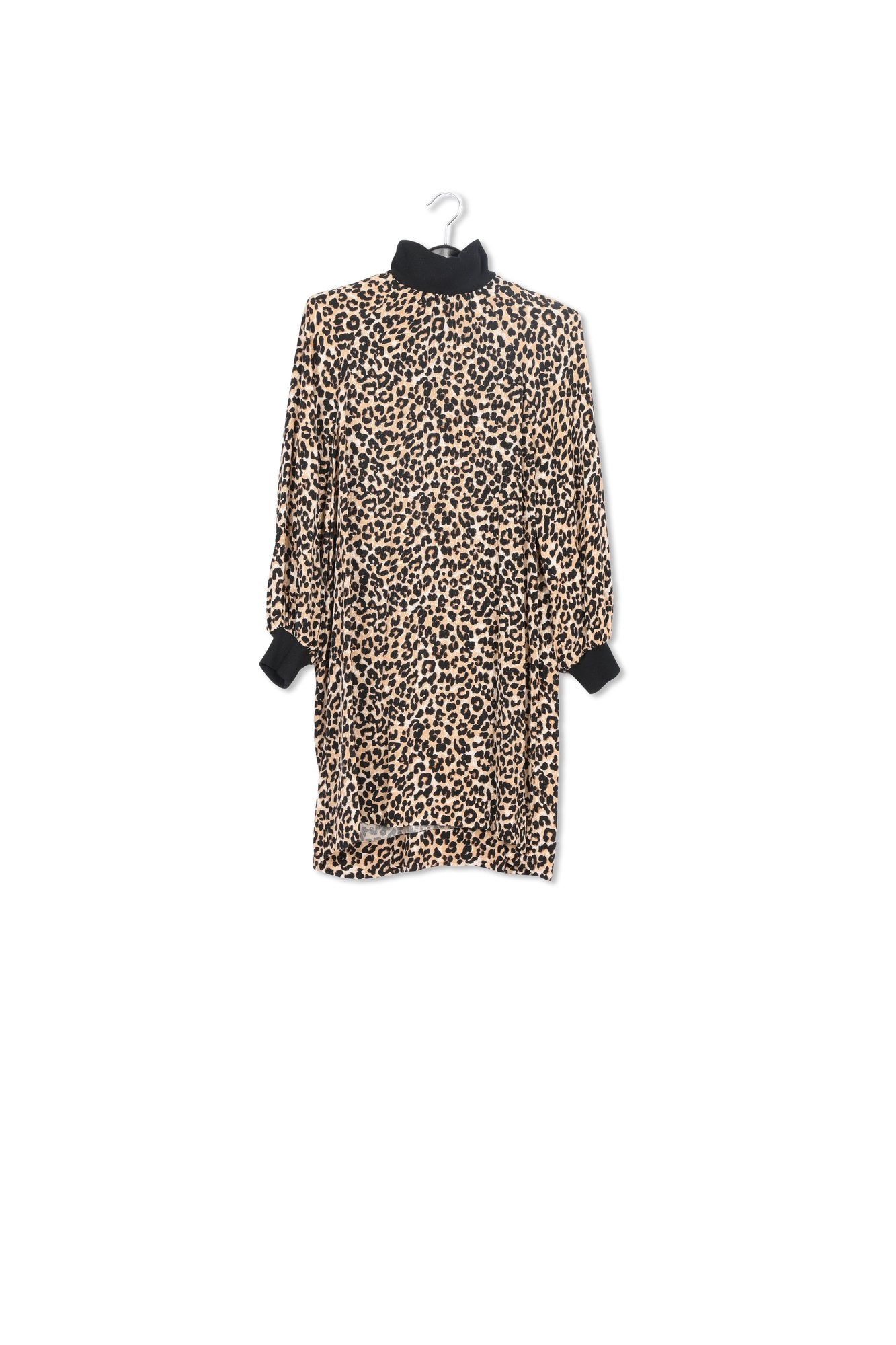 Mini-robe noire à  imprimé léopard et bords côtelés RE—SSENTIEL | Essentiel second hand