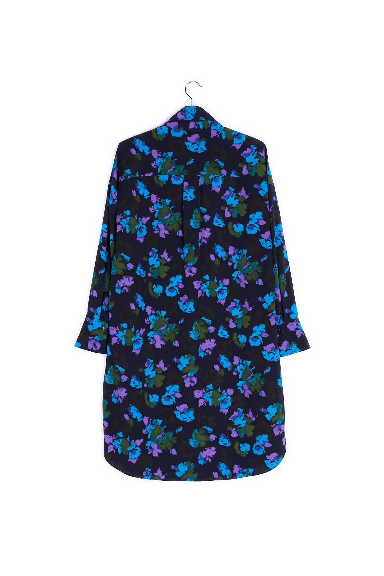 Black and red floral print midi shirt dress RE—SSENTIEL | Essentiel second hand