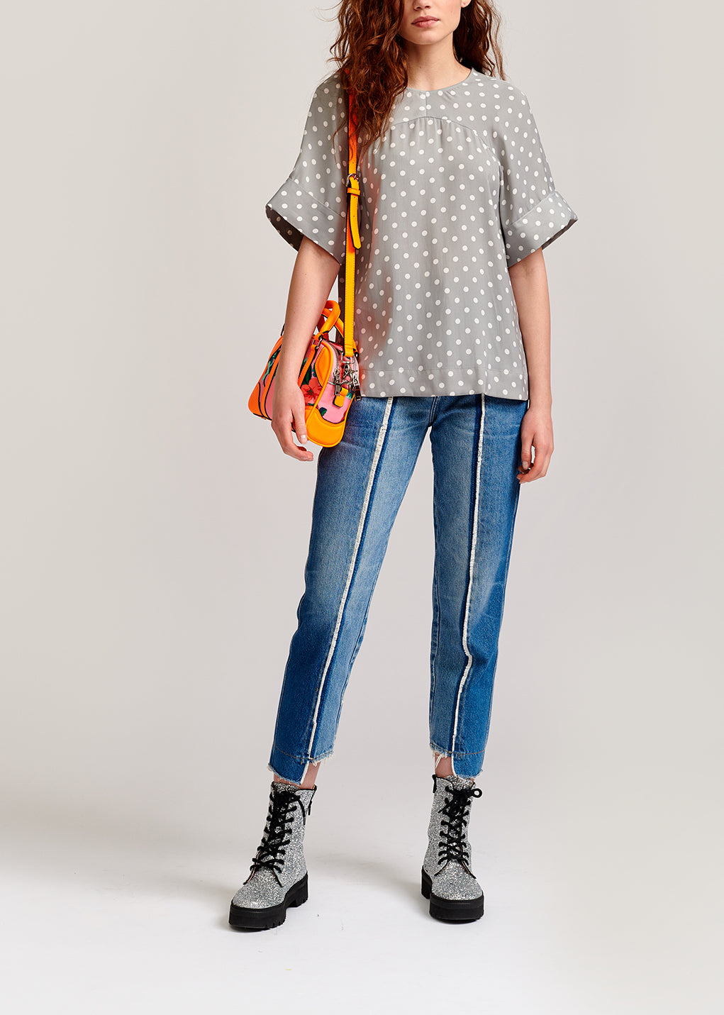 Grey polka dot top RE—SSENTIEL | Essentiel second hand
