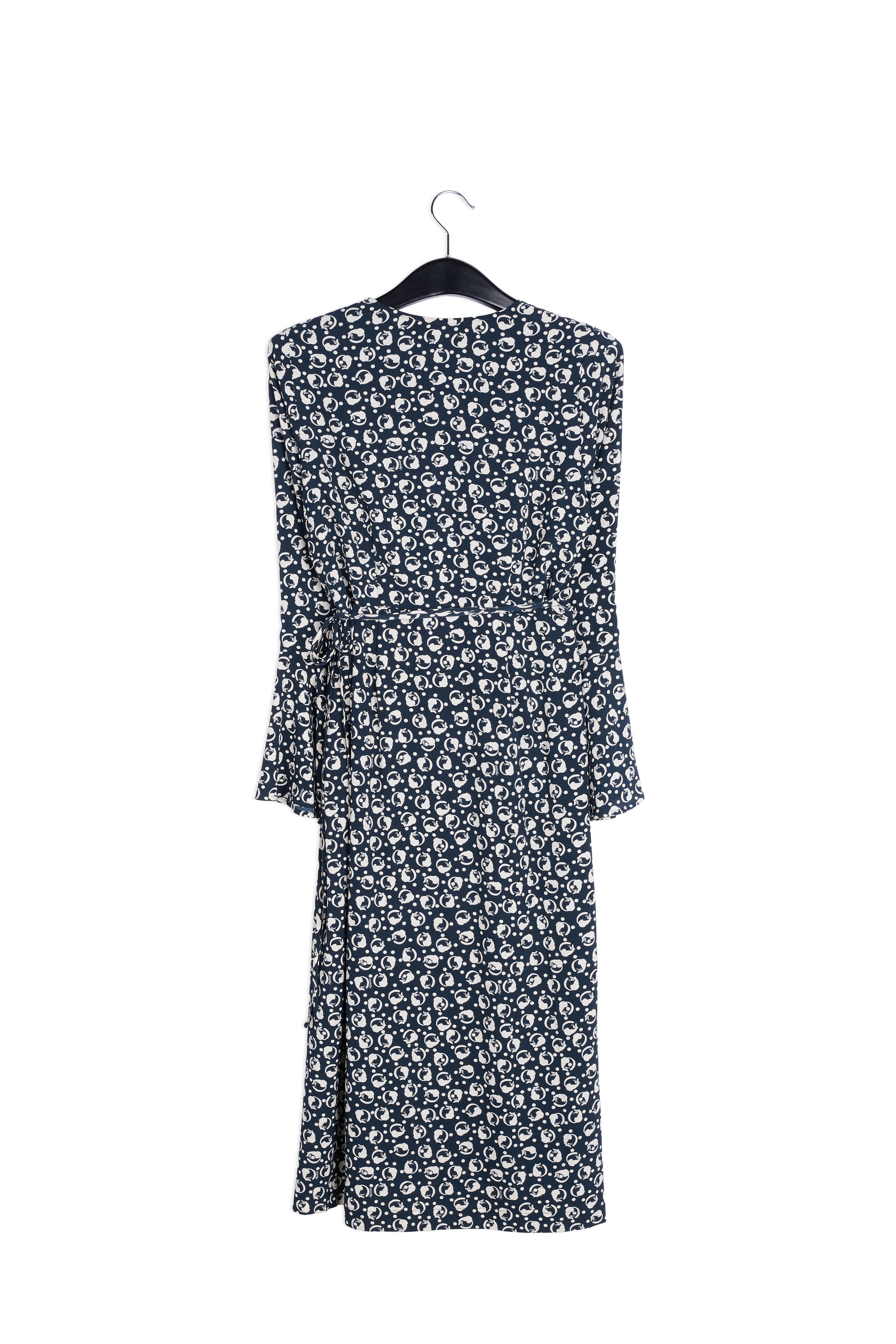 Blue and white printed wrap dress RE—SSENTIEL | Essentiel second hand