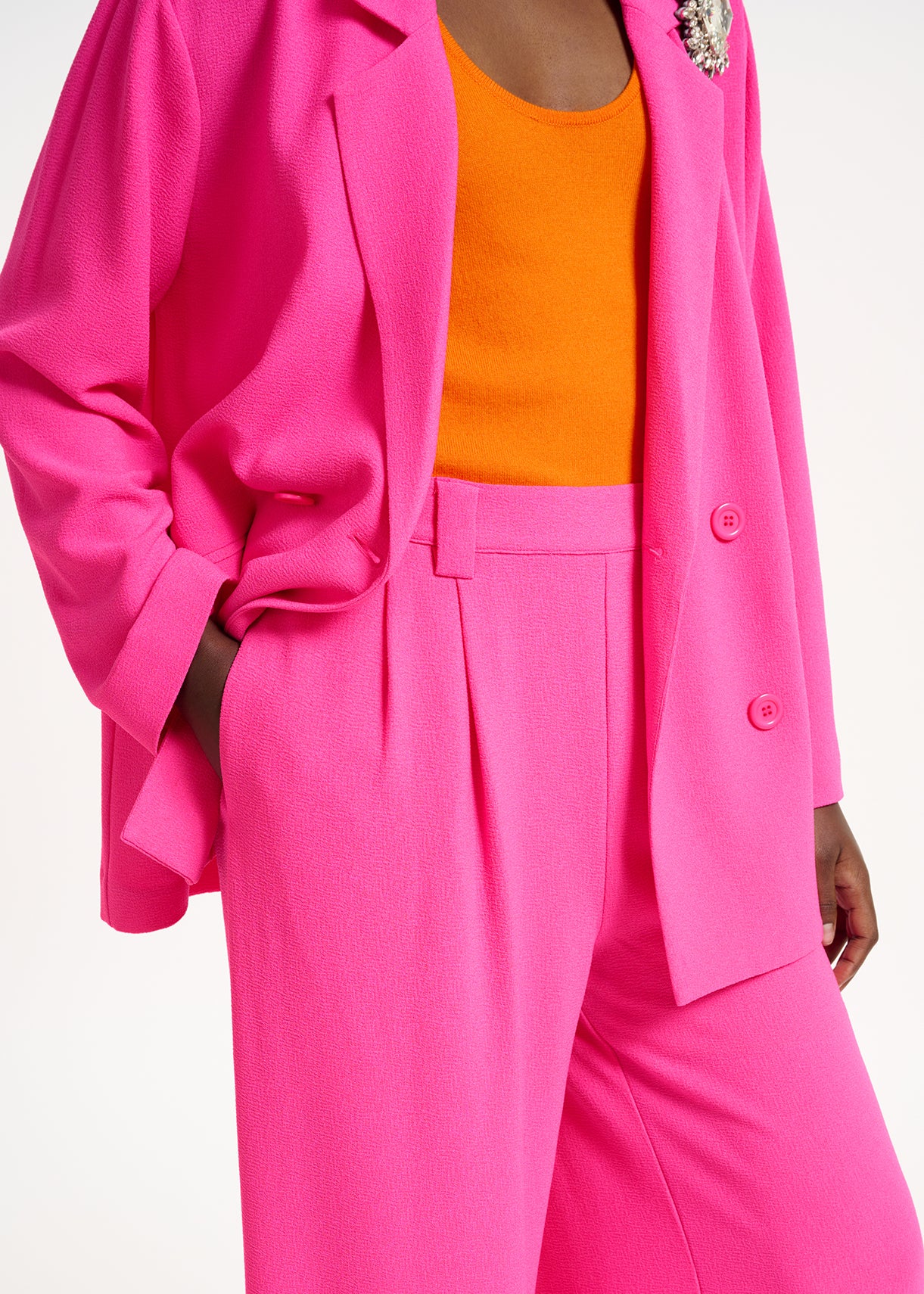 Fuchsia double-breasted blazer RE—SSENTIEL | Essentiel second hand