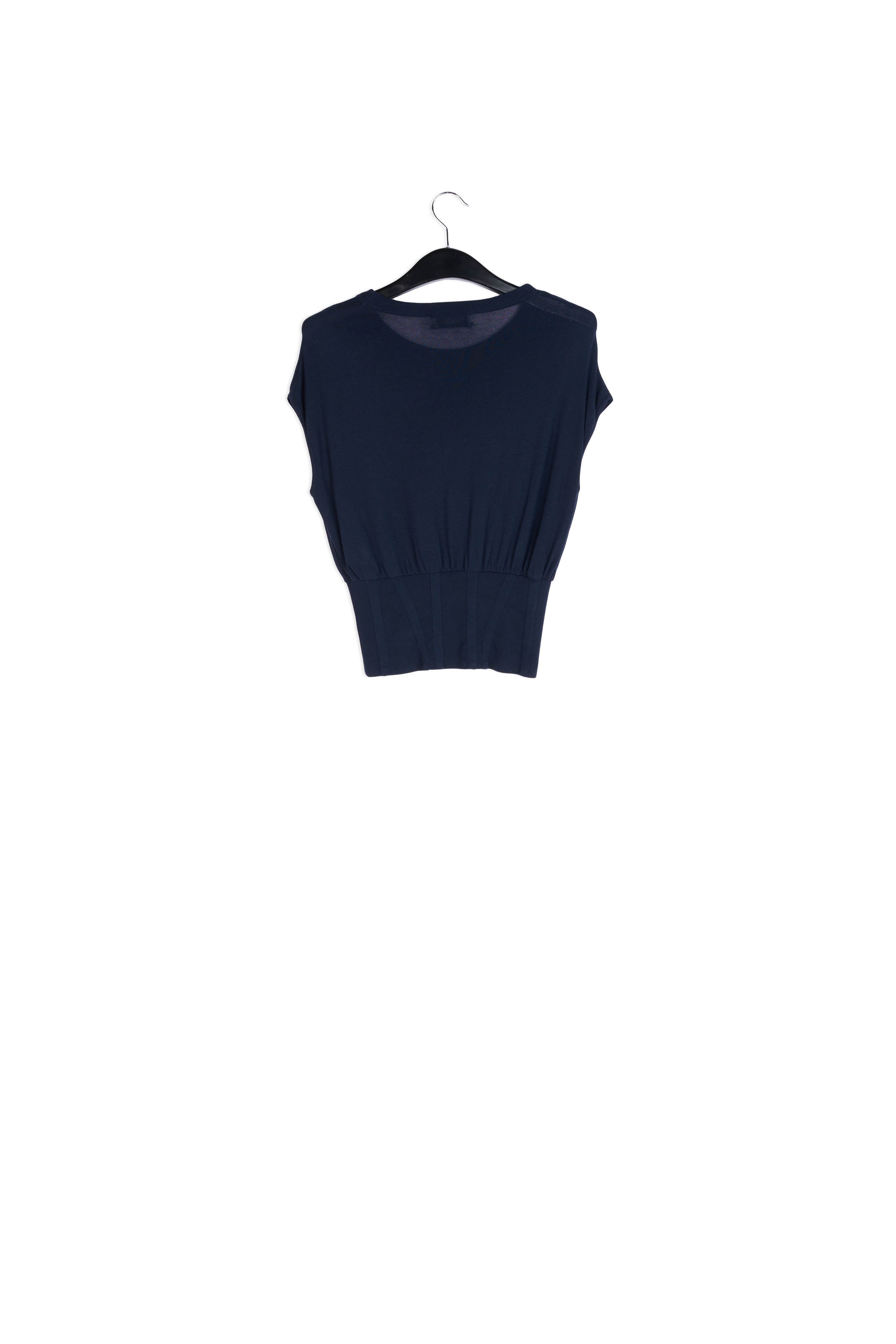 Dark blue sleeveless knitted top with fitted waist RE—SSENTIEL | Essentiel second hand