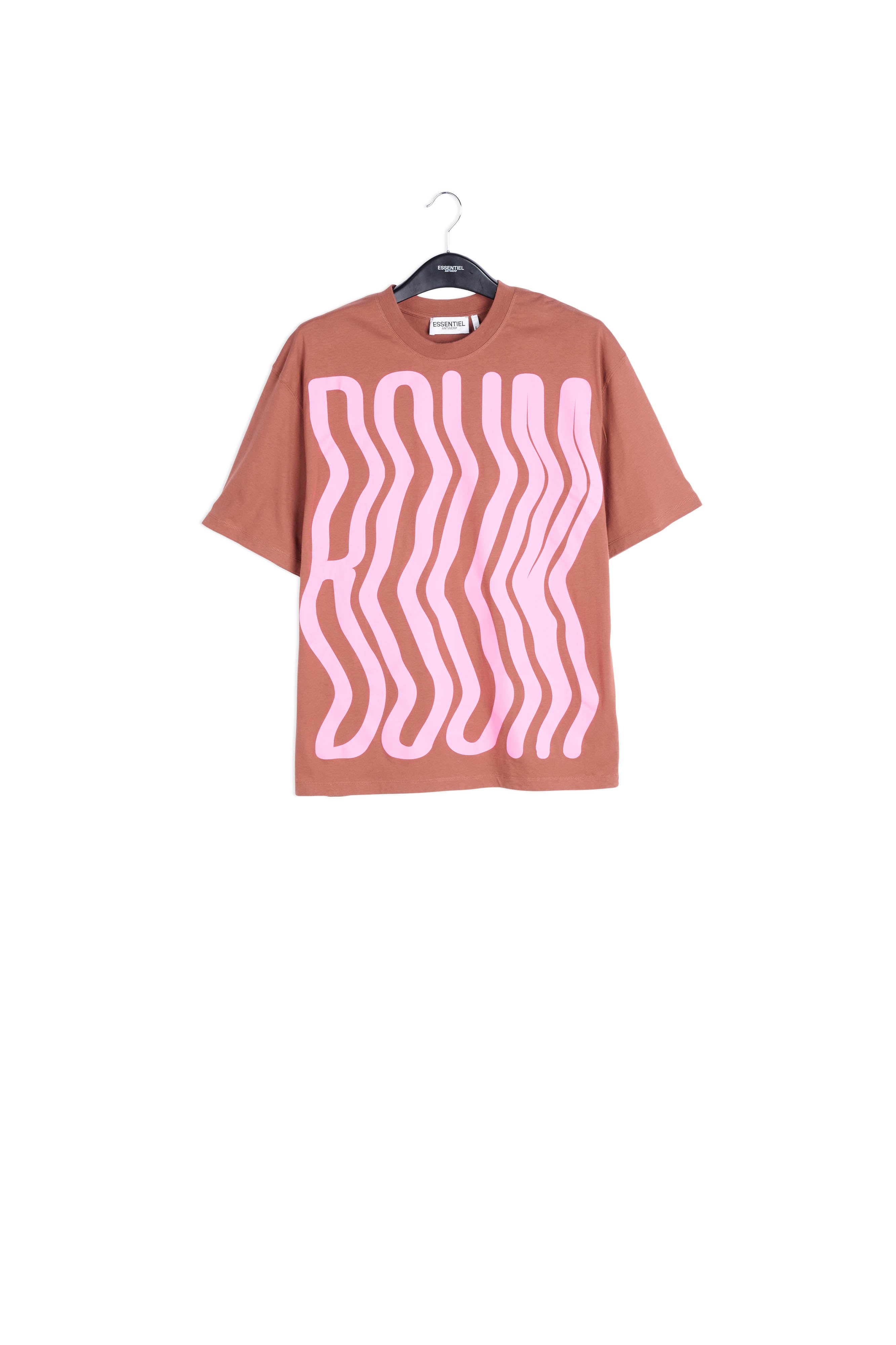 Brown oversized organic cotton t-shirt RE—SSENTIEL | Essentiel second hand