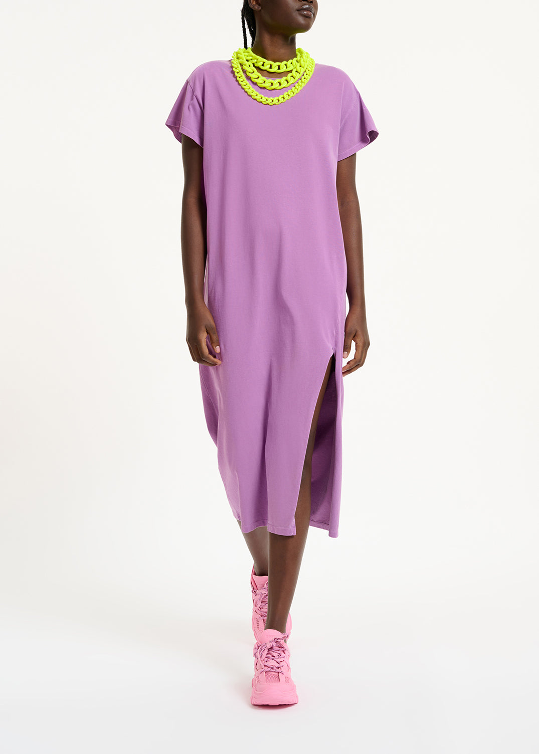 Purple organic cotton-jersey T-shirt dress RE—SSENTIEL | Essentiel second hand