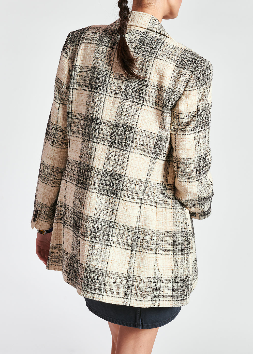Off-white oversized checked tweed blazer RE—SSENTIEL | Essentiel second hand