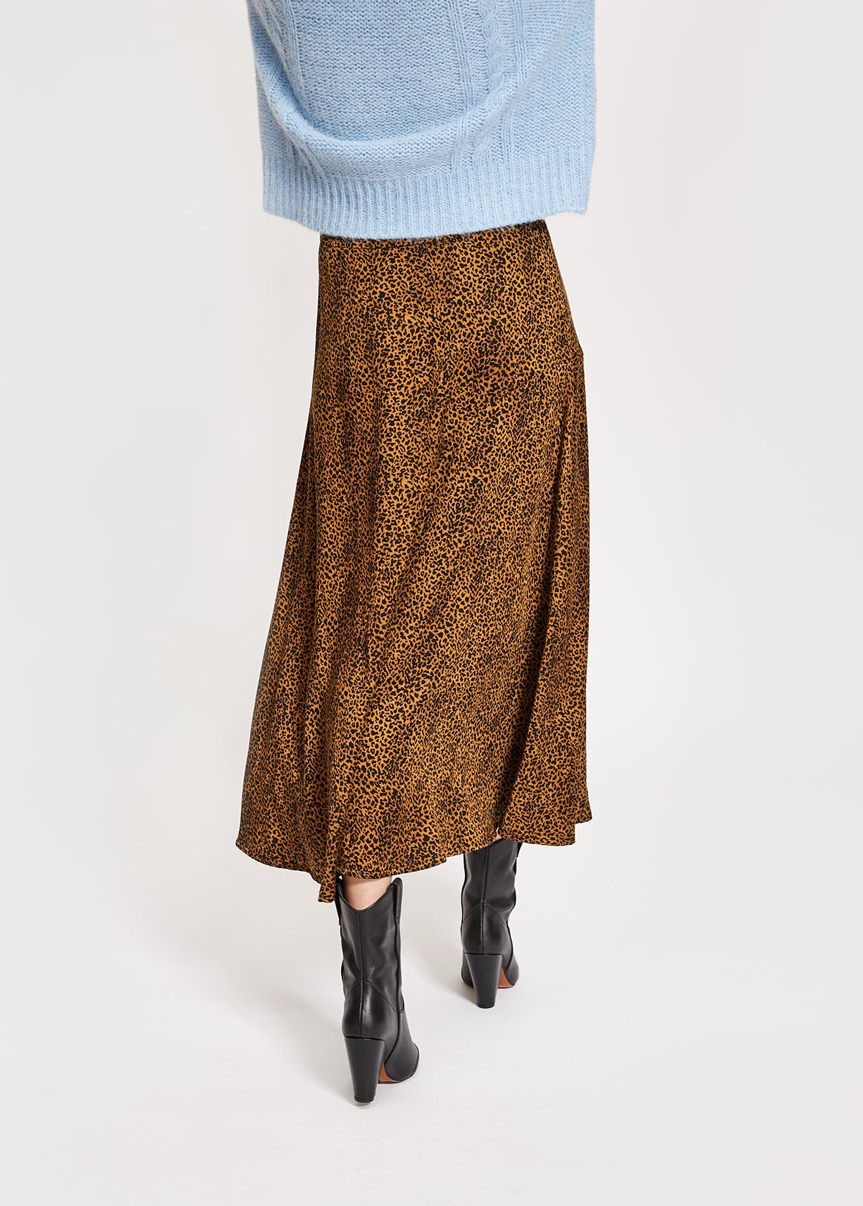 Jupe midi en biais à imprimé guépard RE—SSENTIEL | Essentiel second hand