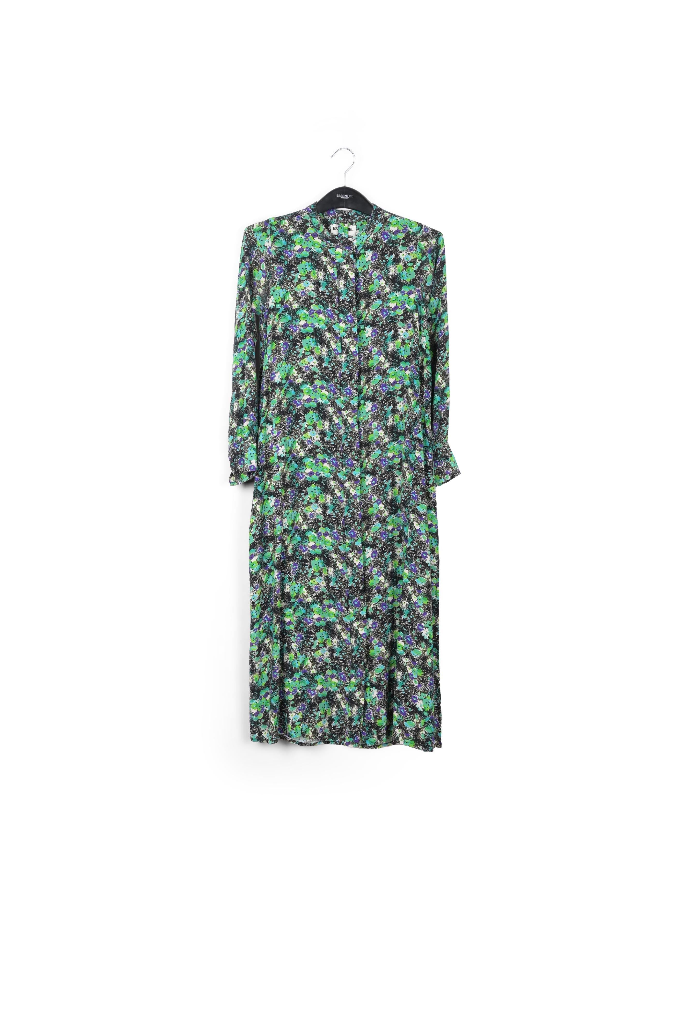 Robe chemise verte fleurie à ligne a RE—SSENTIEL | Essentiel second hand