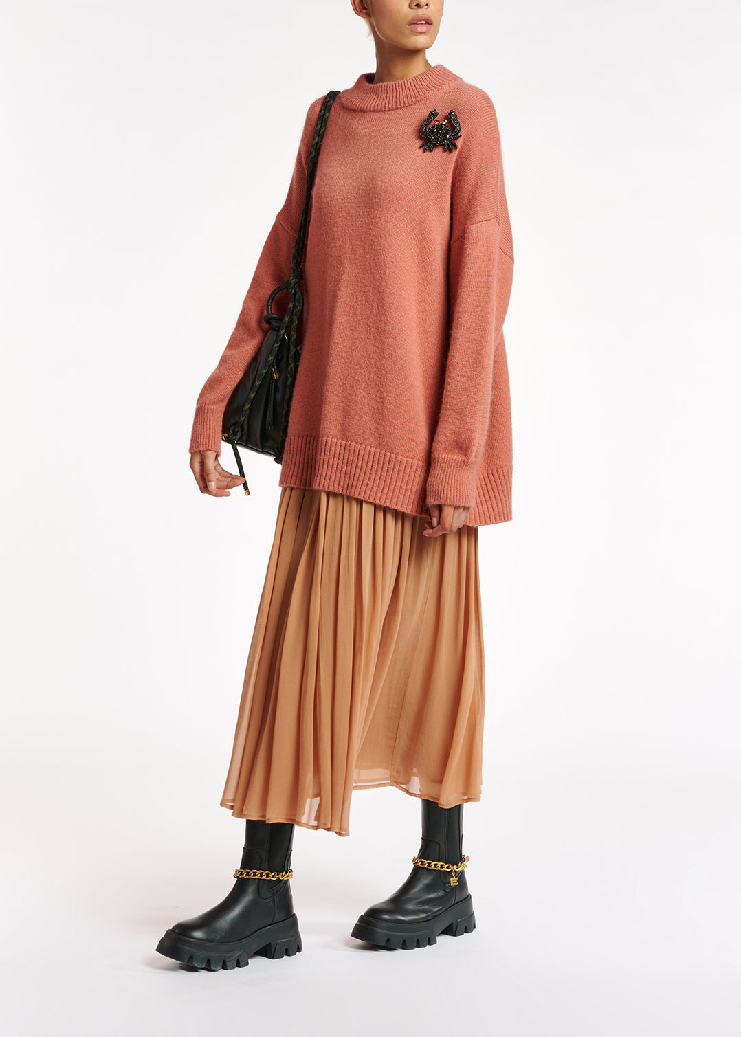 Long loose-fit lime pink sweater RE—SSENTIEL | Essentiel second hand