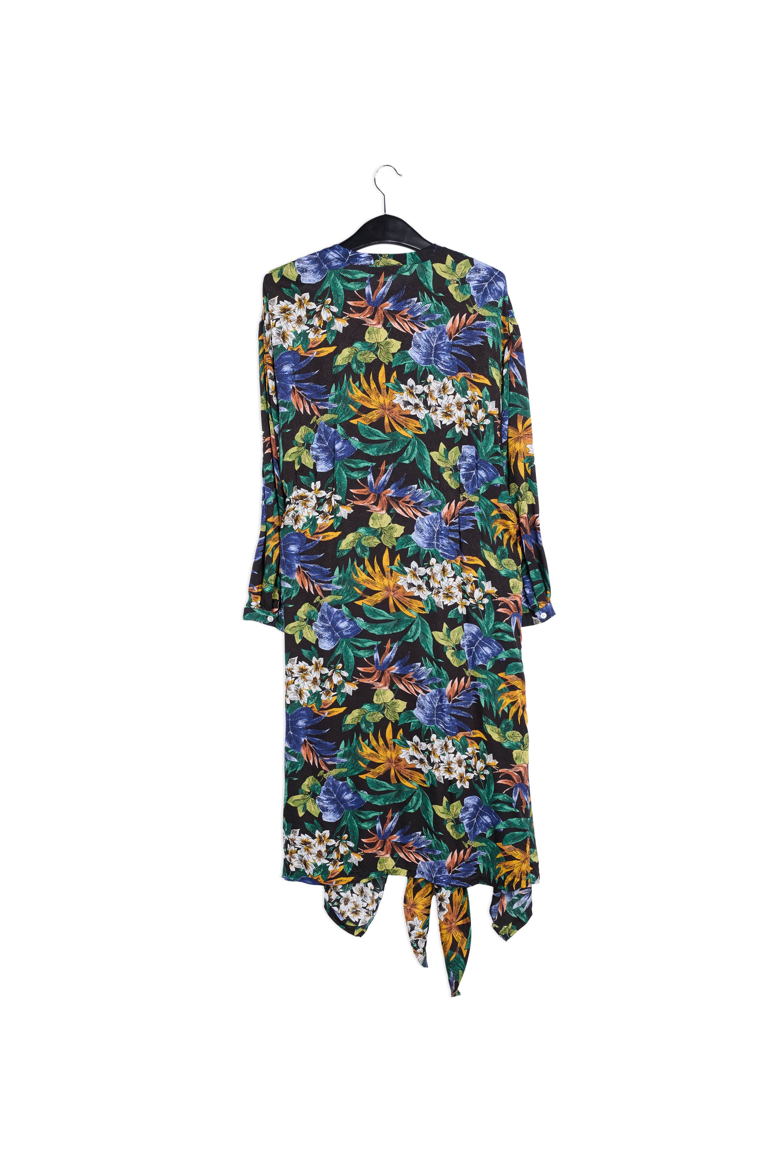 Blue, green and orange floral-print midi dress RE—SSENTIEL | Essentiel second hand