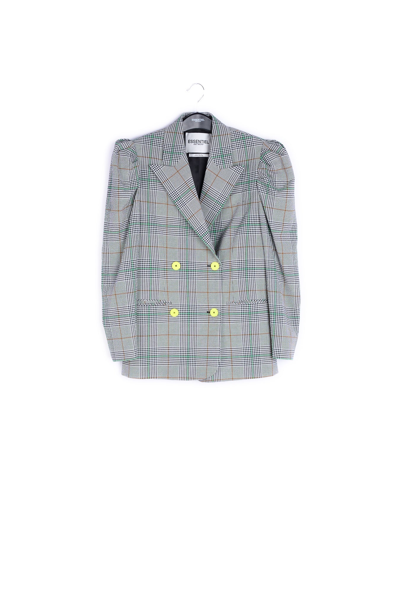 Off-white plaid double-breasted blazer RE—SSENTIEL | Essentiel second hand