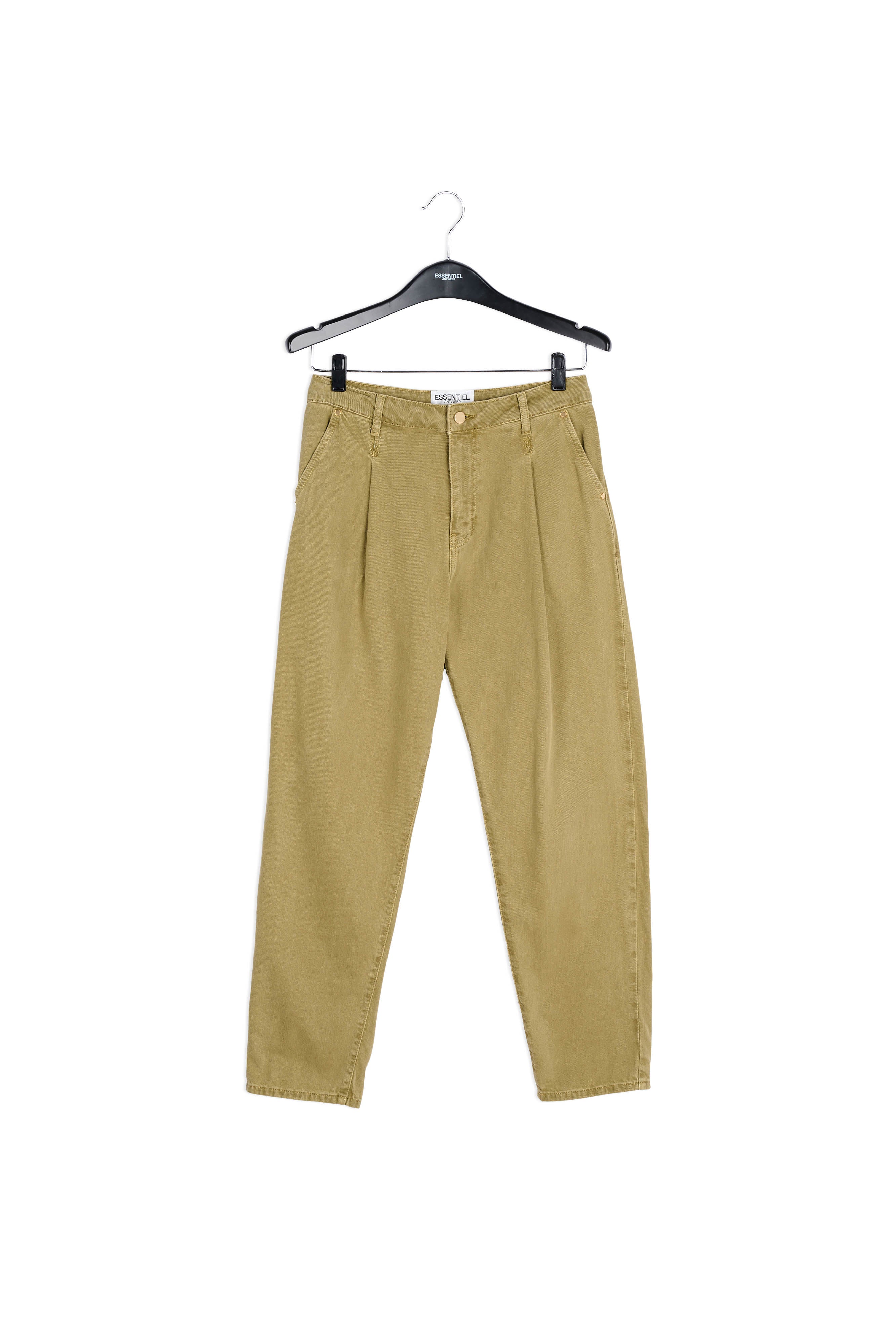 Legergroene jeans met hoge taille RE—SSENTIEL | Essentiel second hand