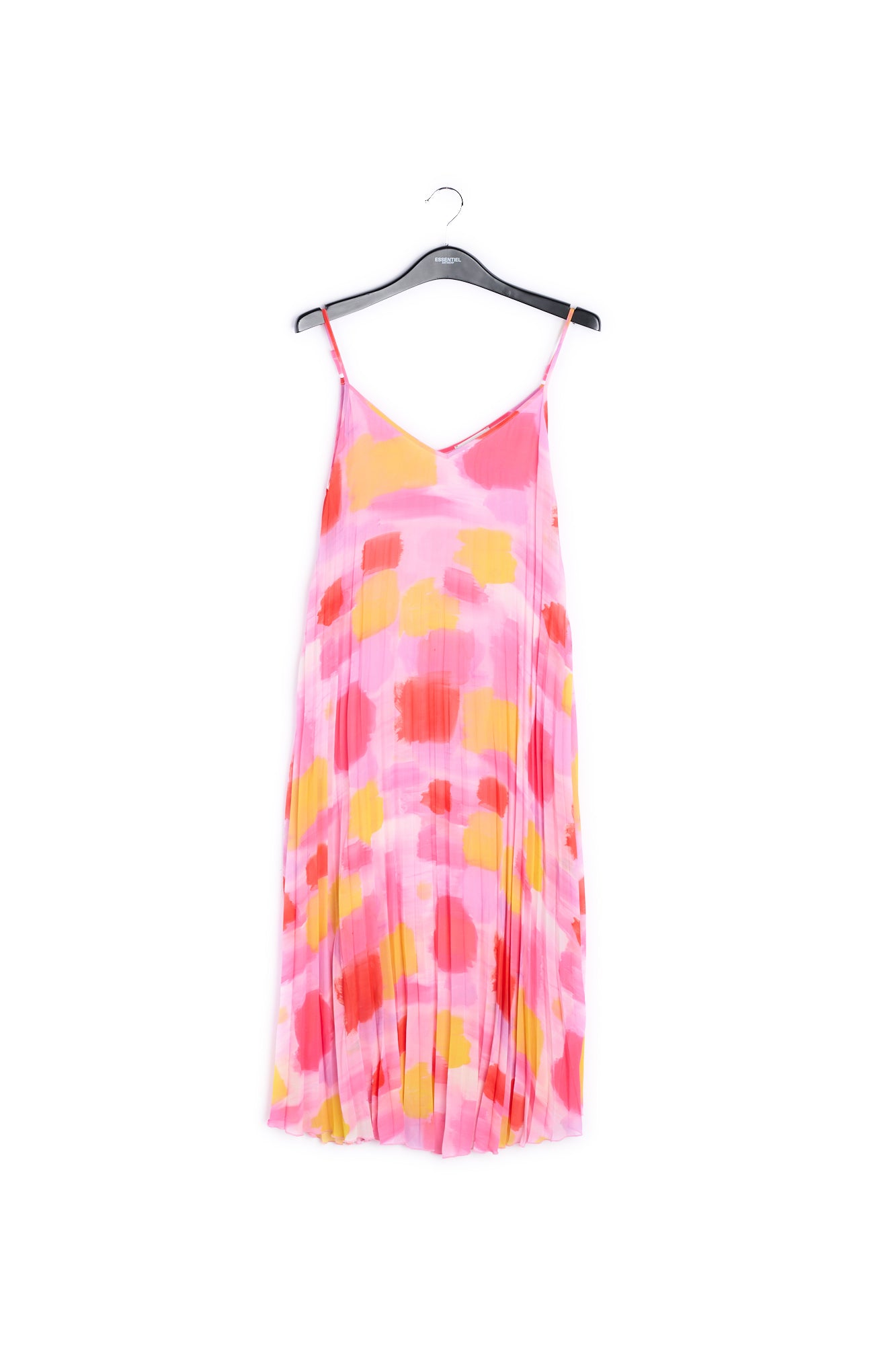 Pink and yellow plissé midi-length dress RE—SSENTIEL | Essentiel second hand