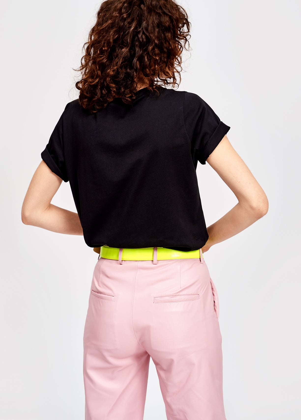 Black cotton t-shirt with dj booty leg print RE—SSENTIEL | Essentiel second hand