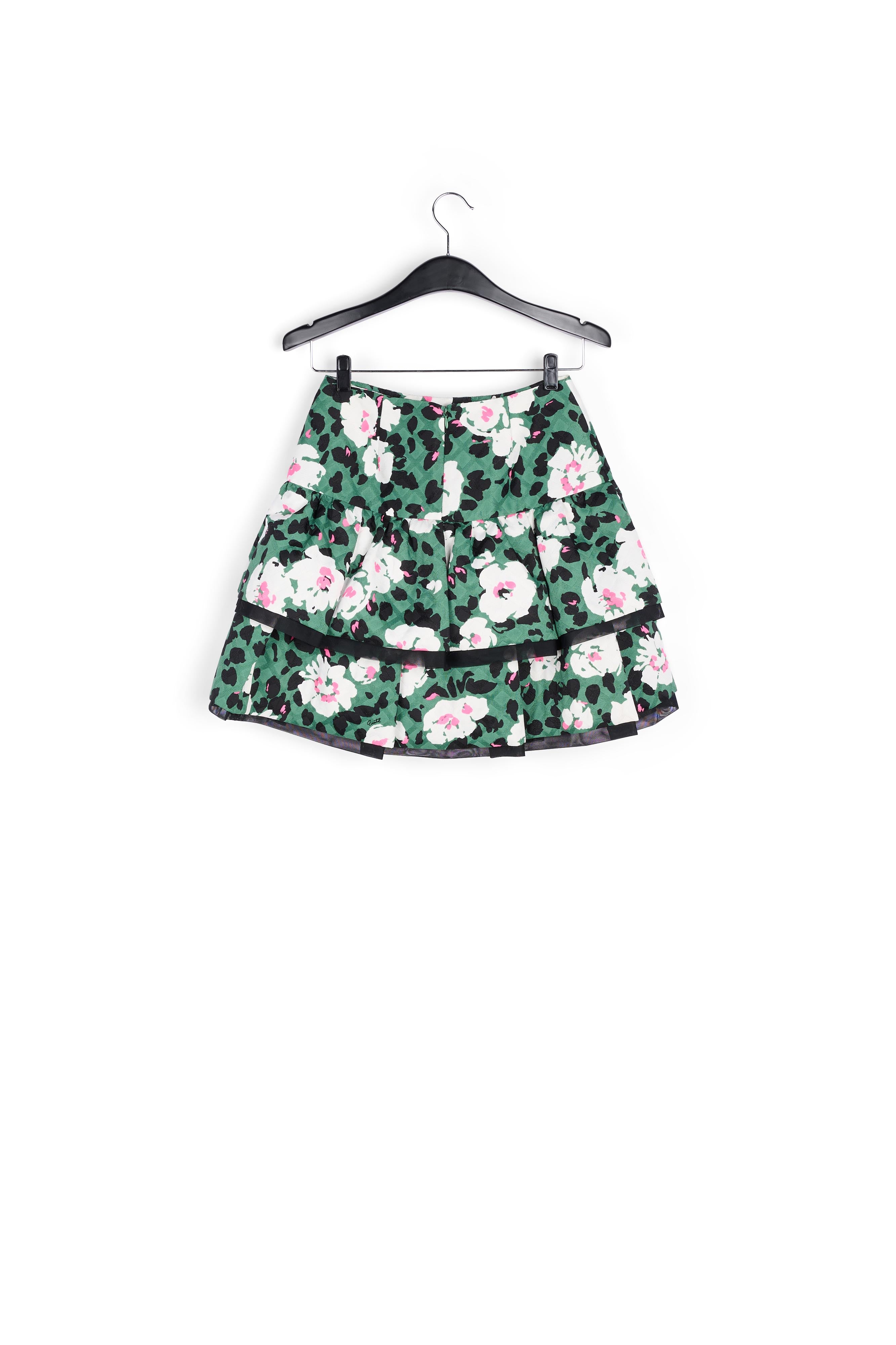 Dark green floral-print ruffled mini skirt RE—SSENTIEL | Essentiel second hand
