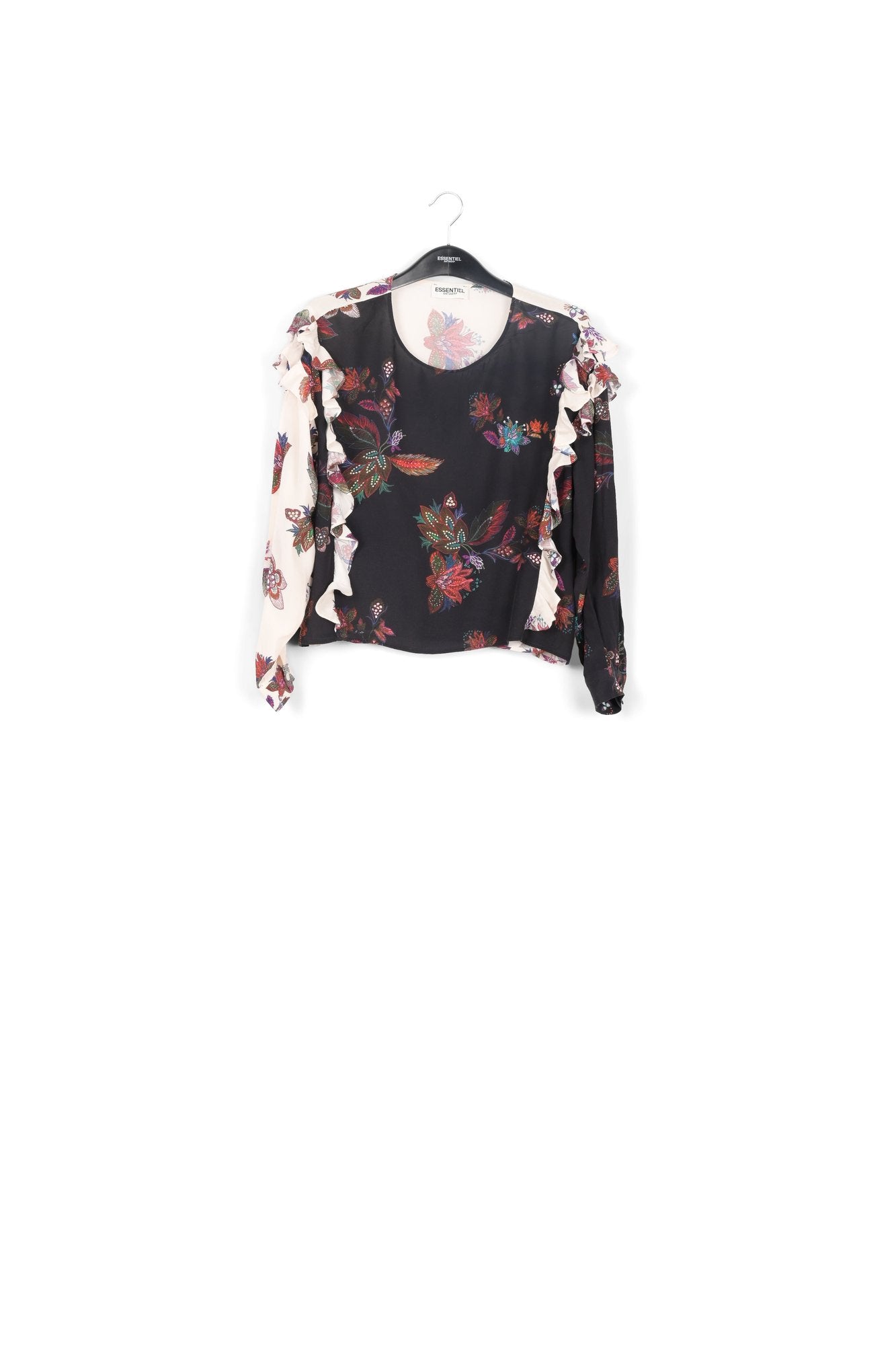 Top noir et blanc à imprimé fleuri RE—SSENTIEL | Essentiel second hand