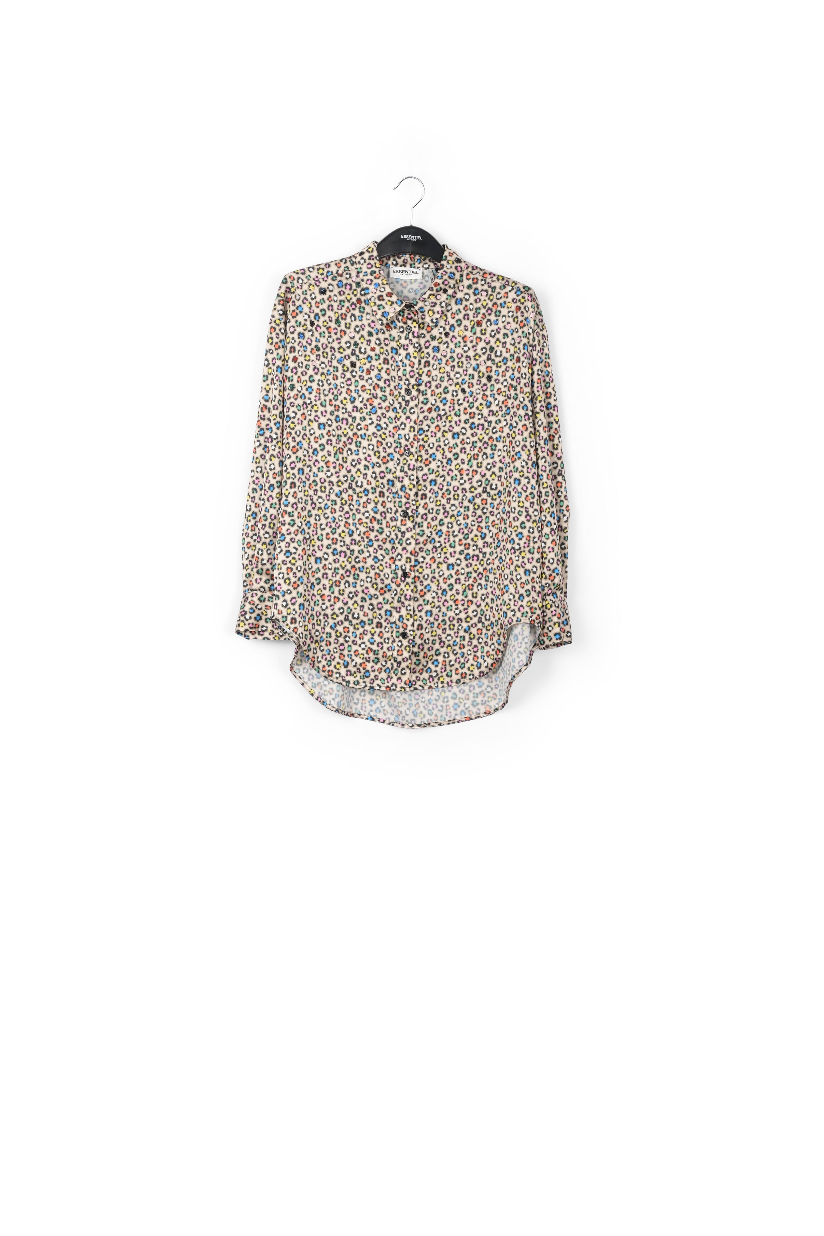 Beige sequin-embroidered shirt with multicolor leopard print RE—SSENTIEL | Essentiel second hand