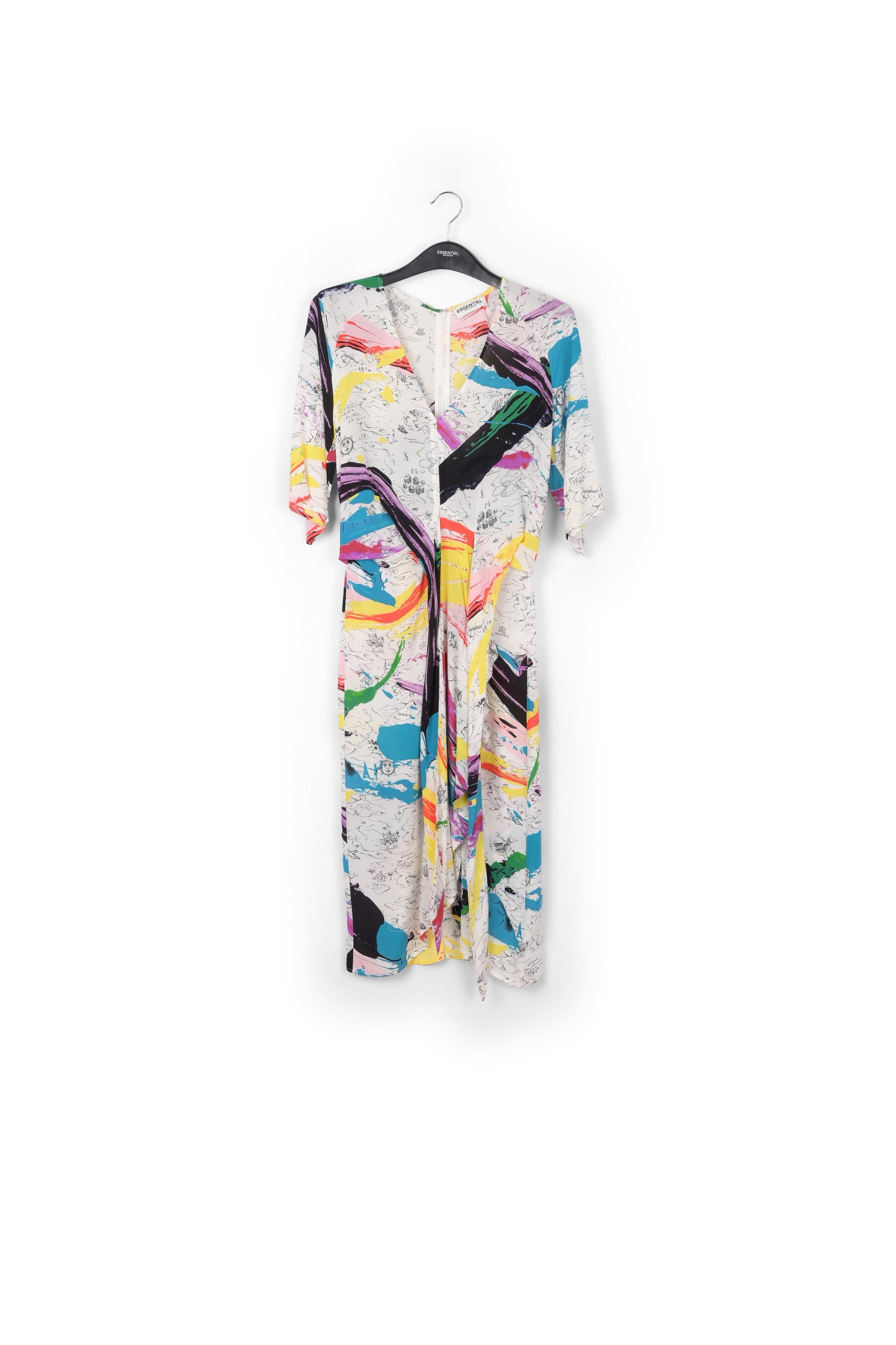 Robe midi blanc cassé à imprimé multicolore RE—SSENTIEL | Essentiel second hand