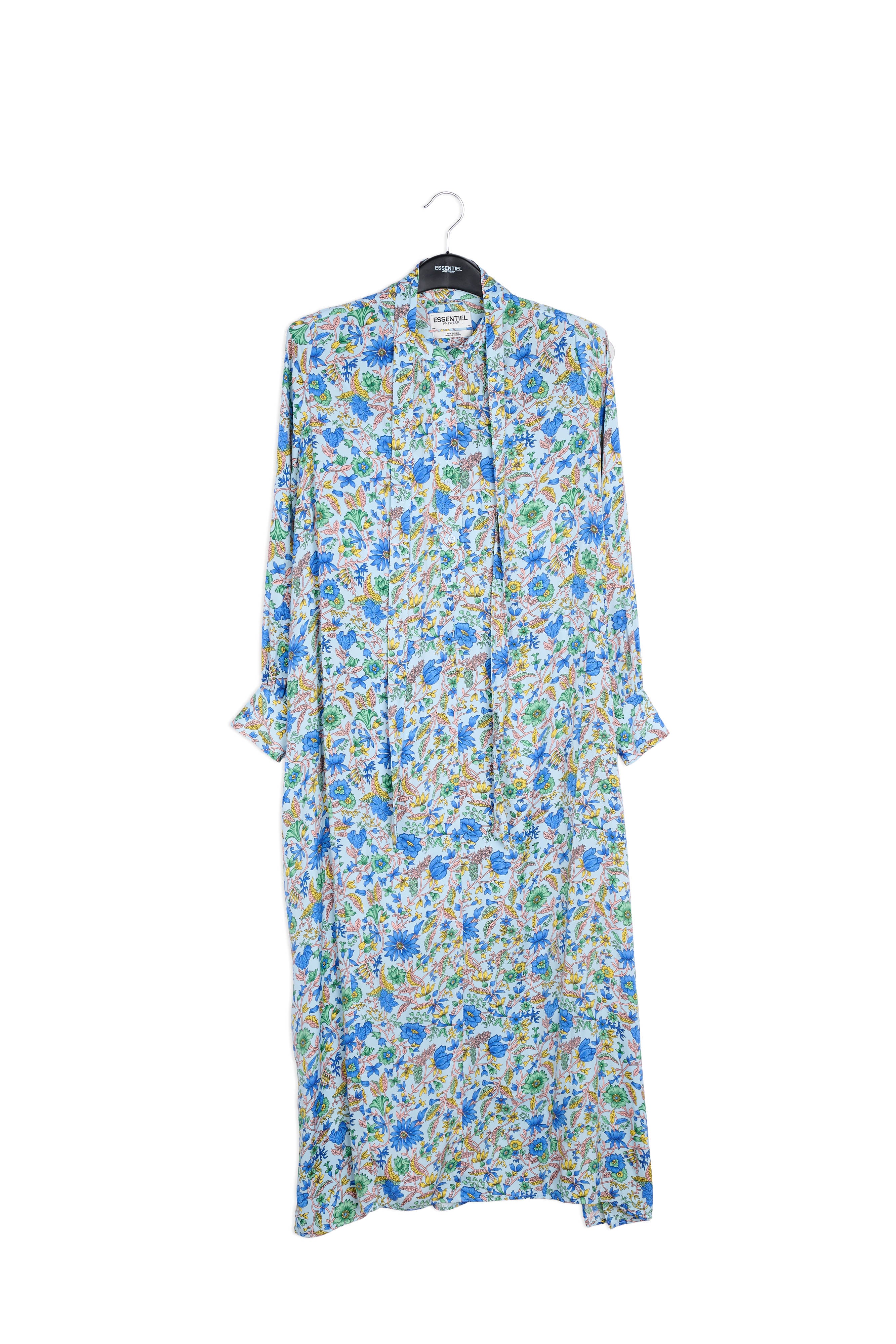Light blue floral-print shirt dress RE—SSENTIEL | Essentiel second hand