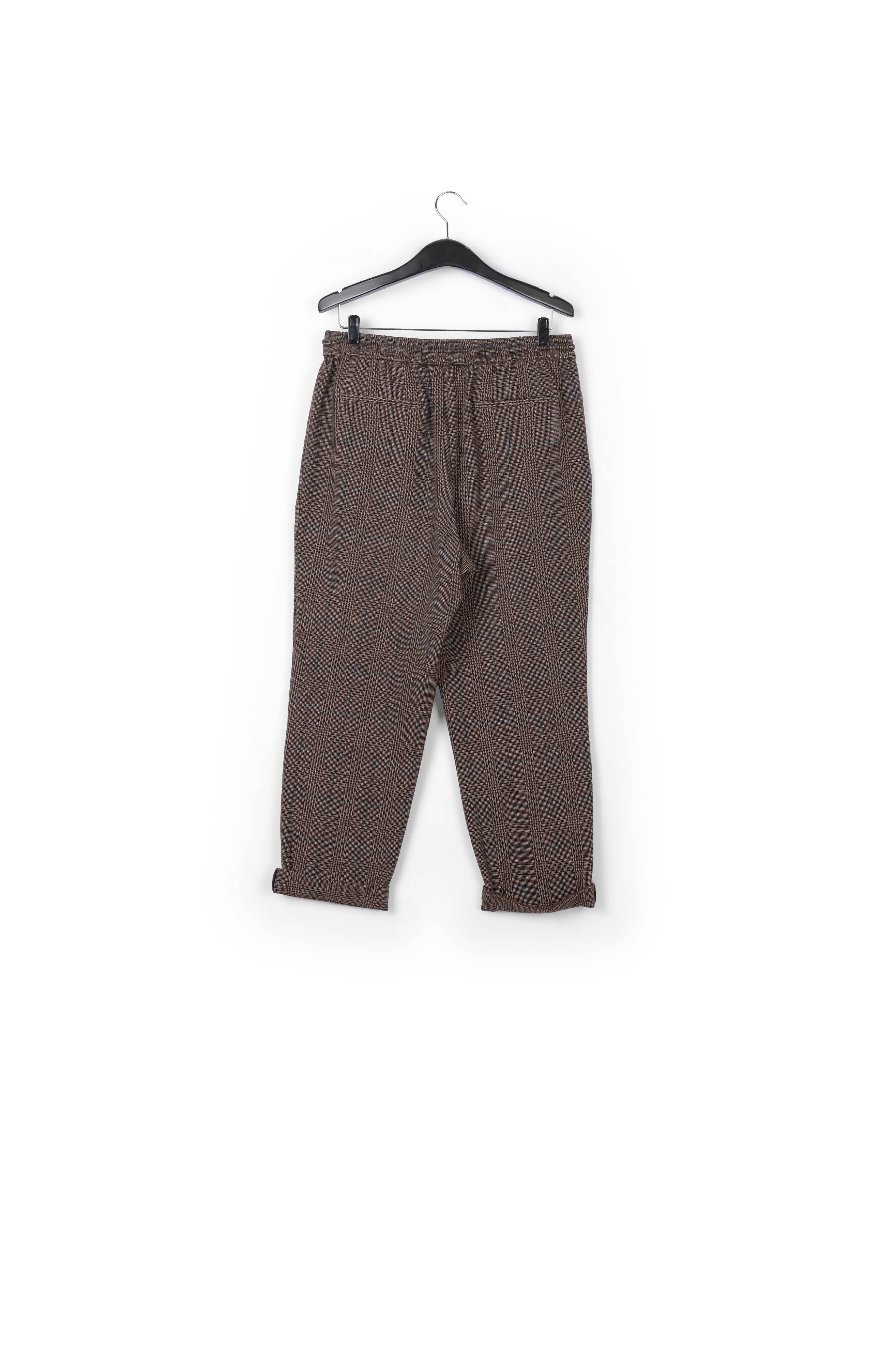 Brown pants with beige and pink check motif RE—SSENTIEL | Essentiel second hand
