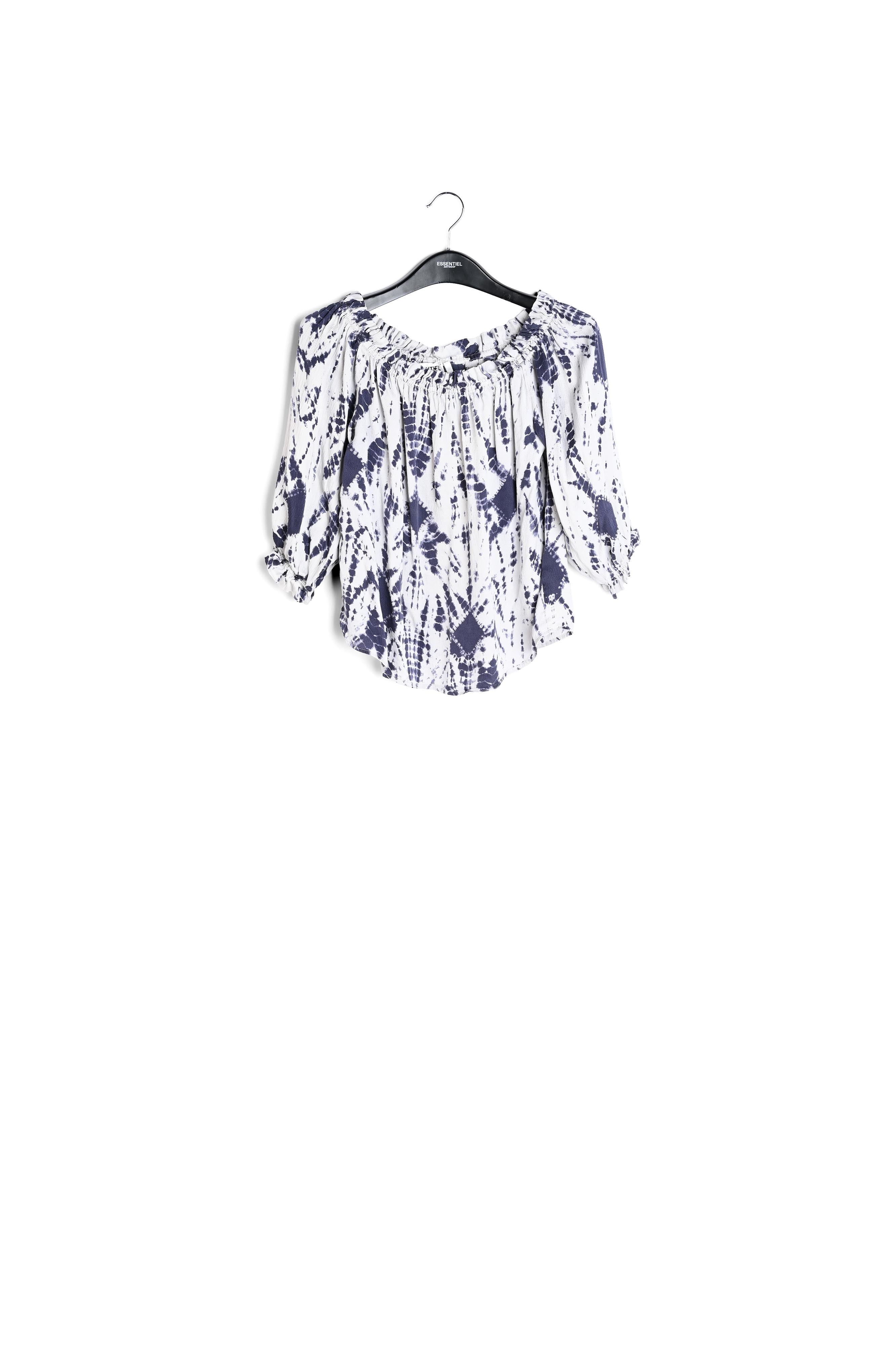 Off-white and red tie-dyed off-the-shoulder silk top RE—SSENTIEL | Essentiel second hand