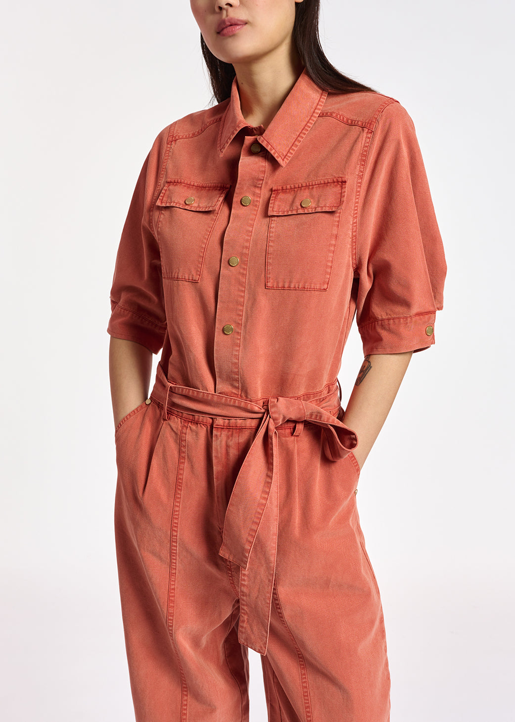 Combinaison en coton mélangé orange foncé RE—SSENTIEL | Essentiel second hand