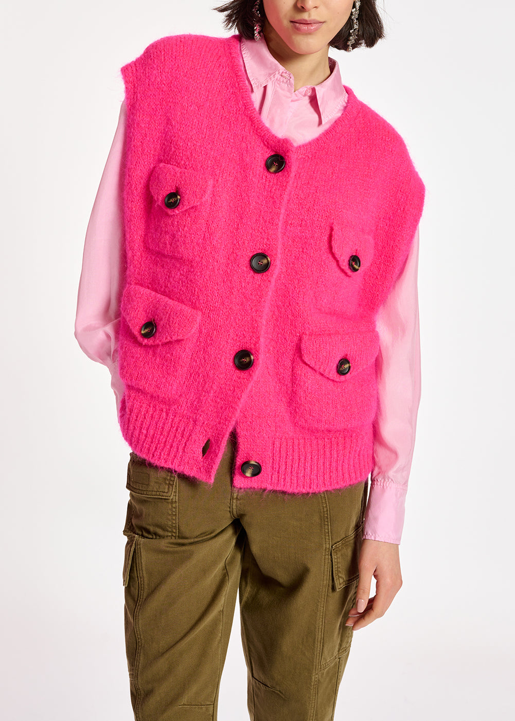 Light pink relaxed-fit silk shirt RE—SSENTIEL | Essentiel second hand