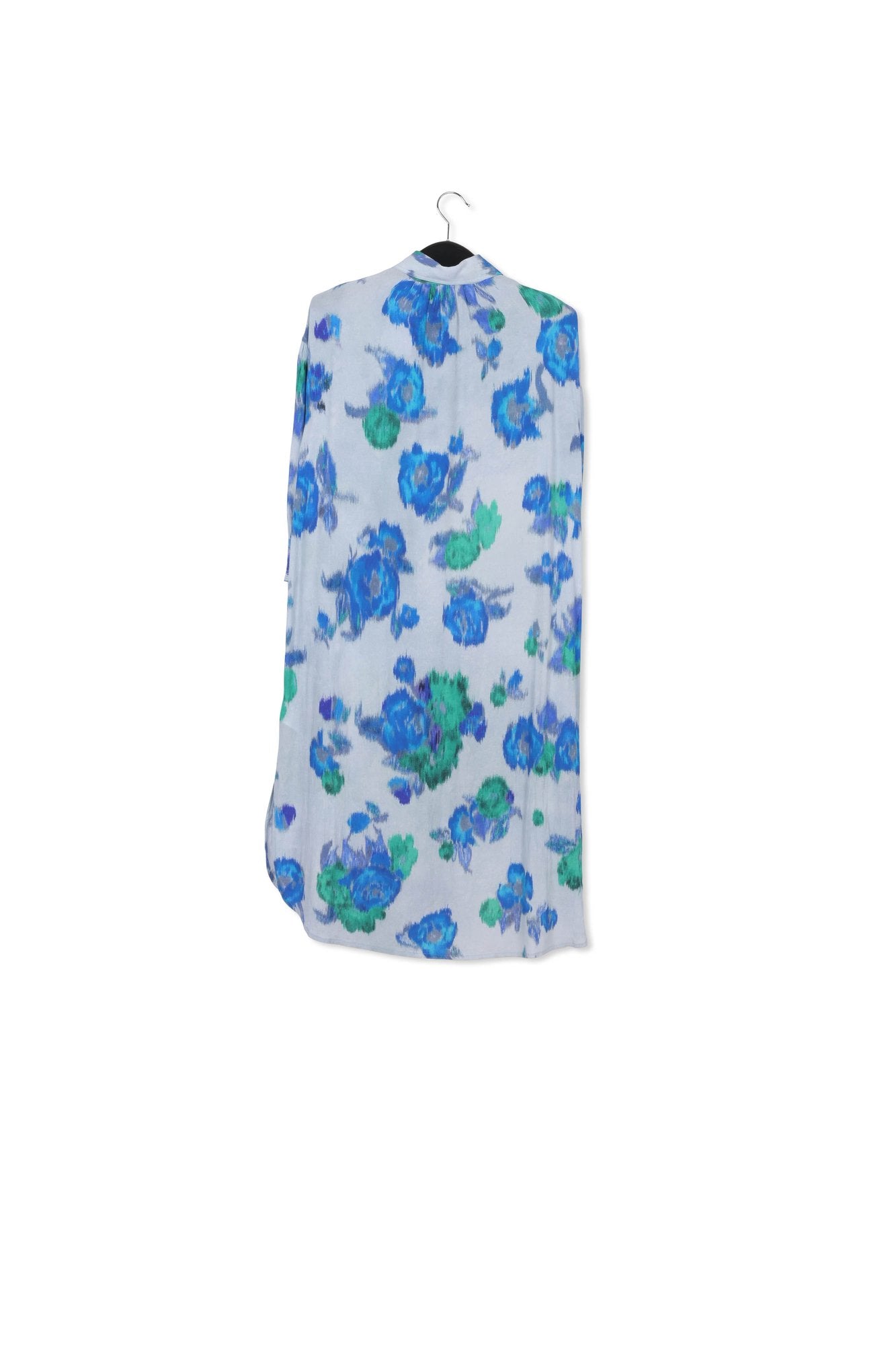 Light blue, blue and green floral-print shirt dress RE—SSENTIEL | Essentiel second hand