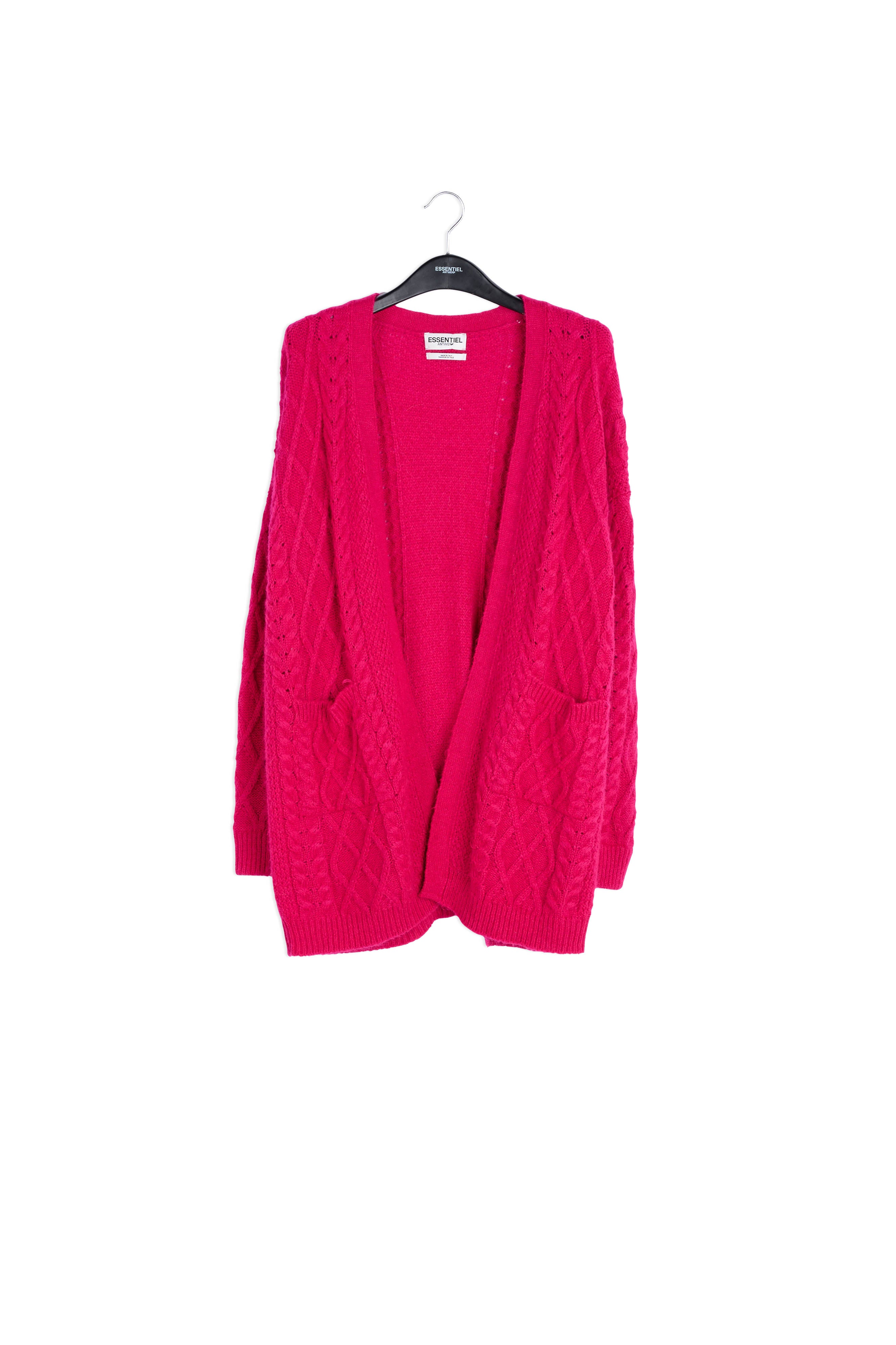 Cardigan fuchsia au tricot torsadé RE—SSENTIEL | Essentiel second hand