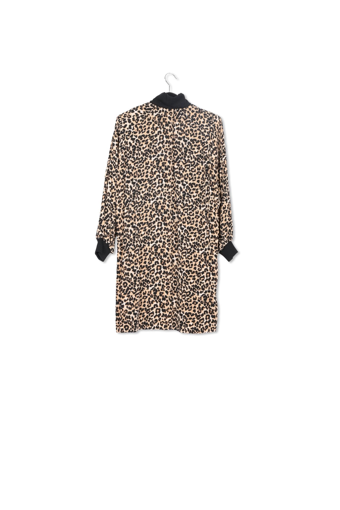 Mini-robe noire à  imprimé léopard et bords côtelés RE—SSENTIEL | Essentiel second hand