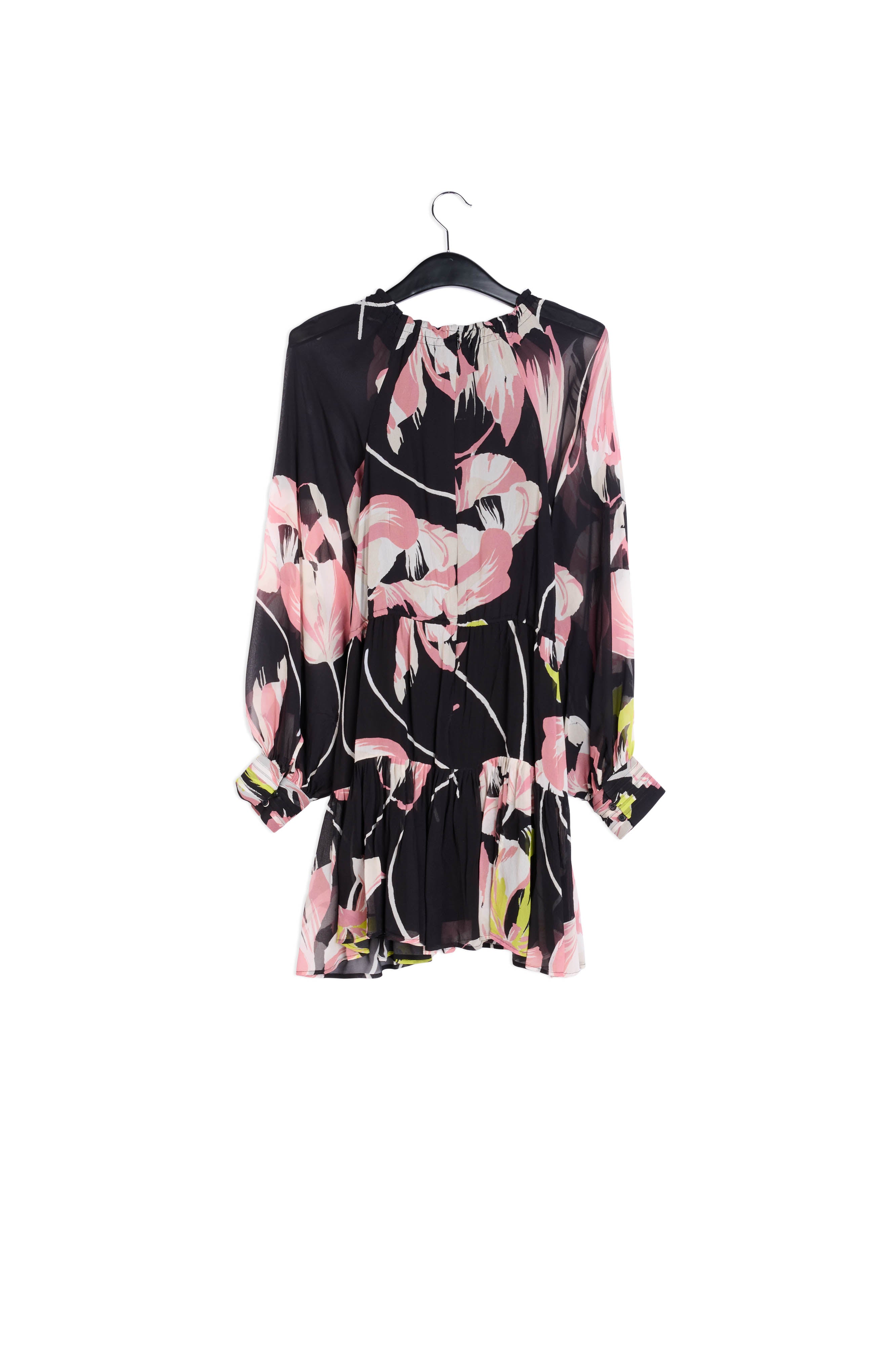 Zwarte mini-jurk met bloemenprint RE—SSENTIEL | Essentiel second hand