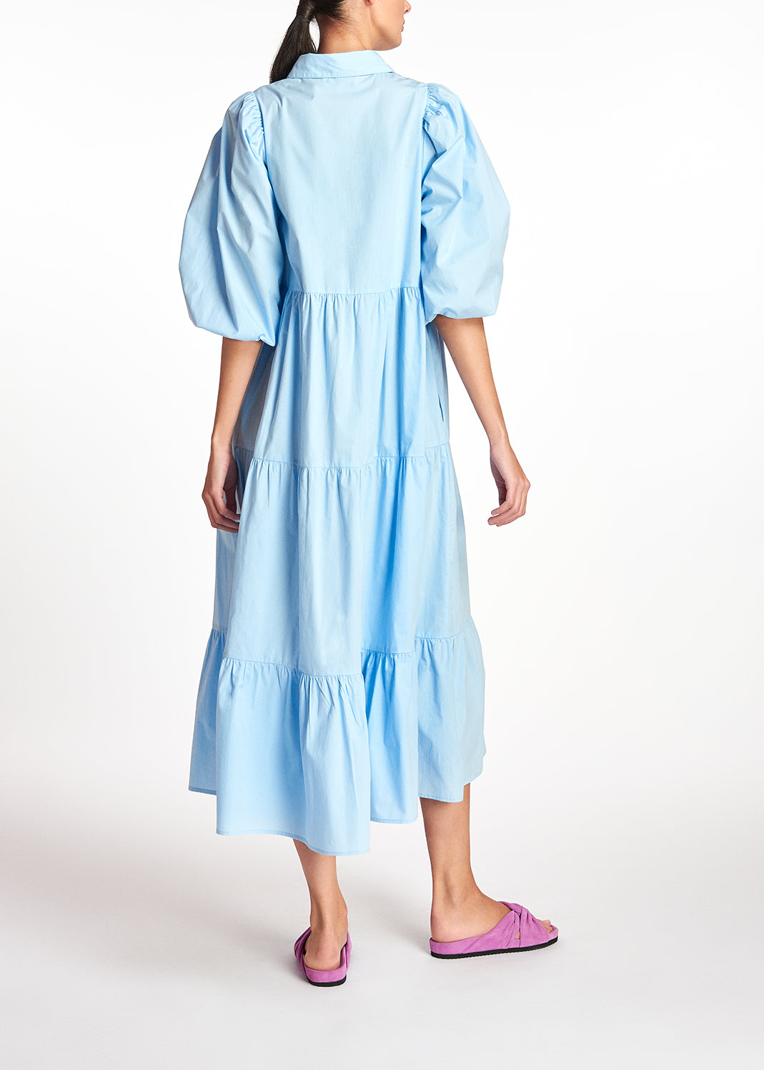 Voluminous blue A-line shirt dress RE—SSENTIEL | Essentiel second hand